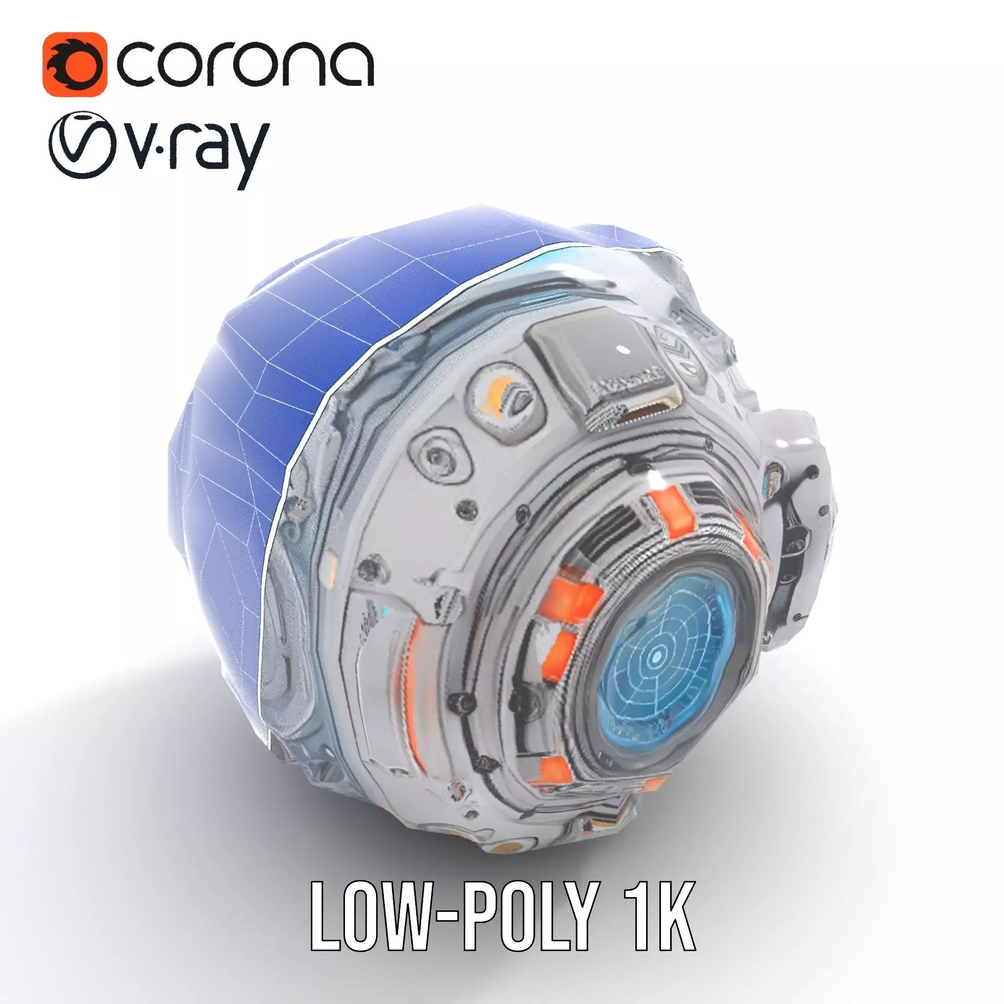 Futuristic Spherical Device Model Pack Low-poly 3D model_14