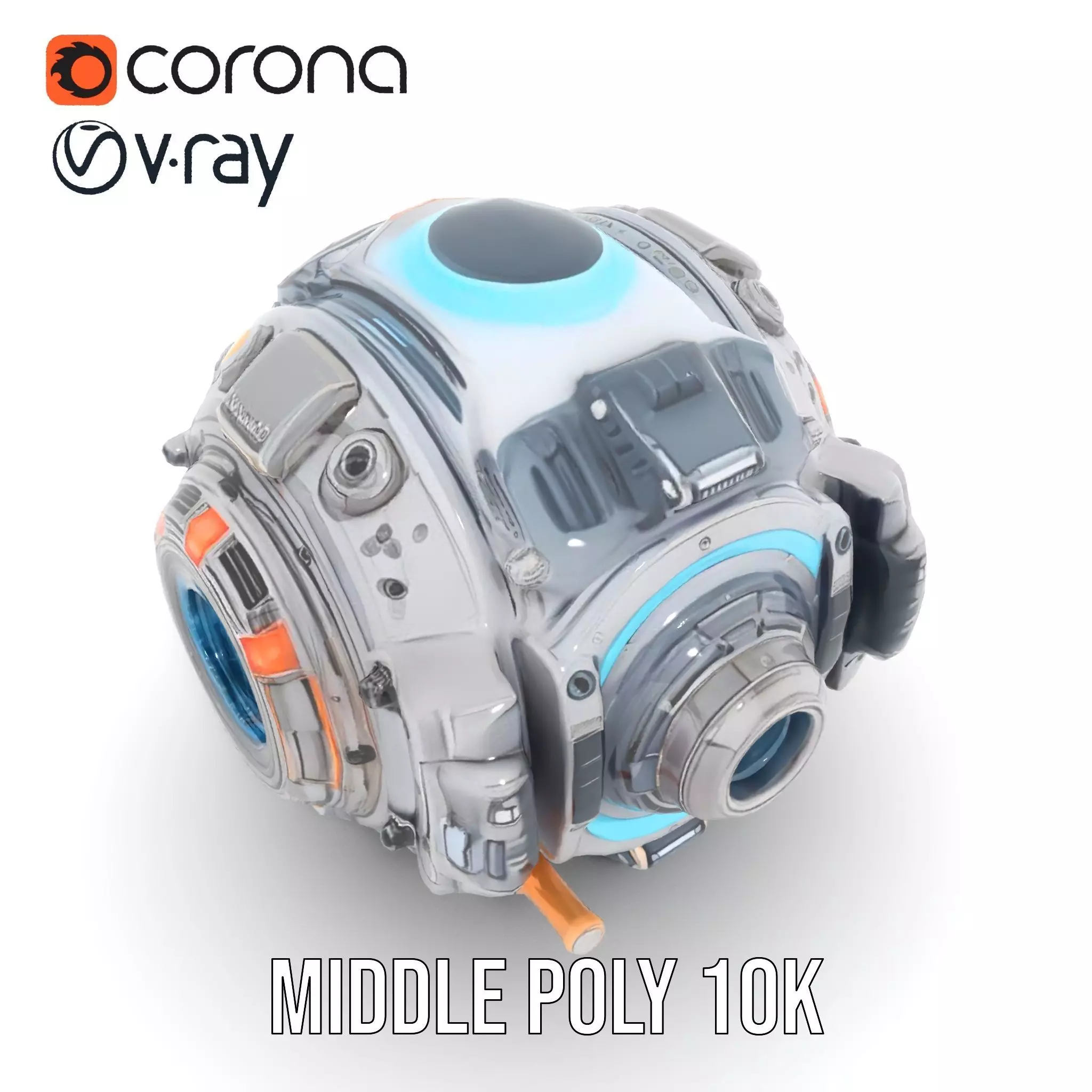 Futuristic Spherical Device Model Pack Low-poly 3D model_19