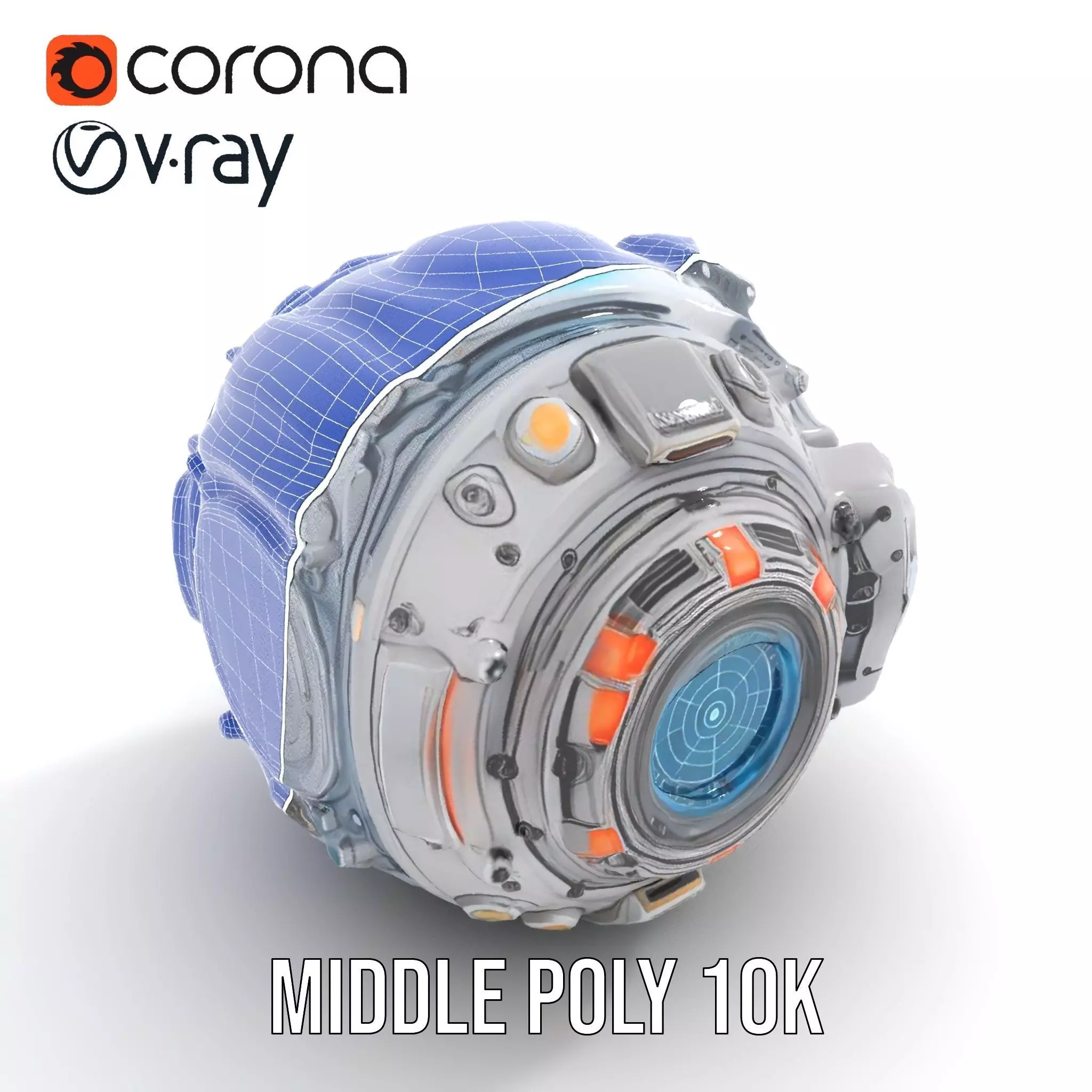 Futuristic Spherical Device Model Pack Low-poly 3D model_13