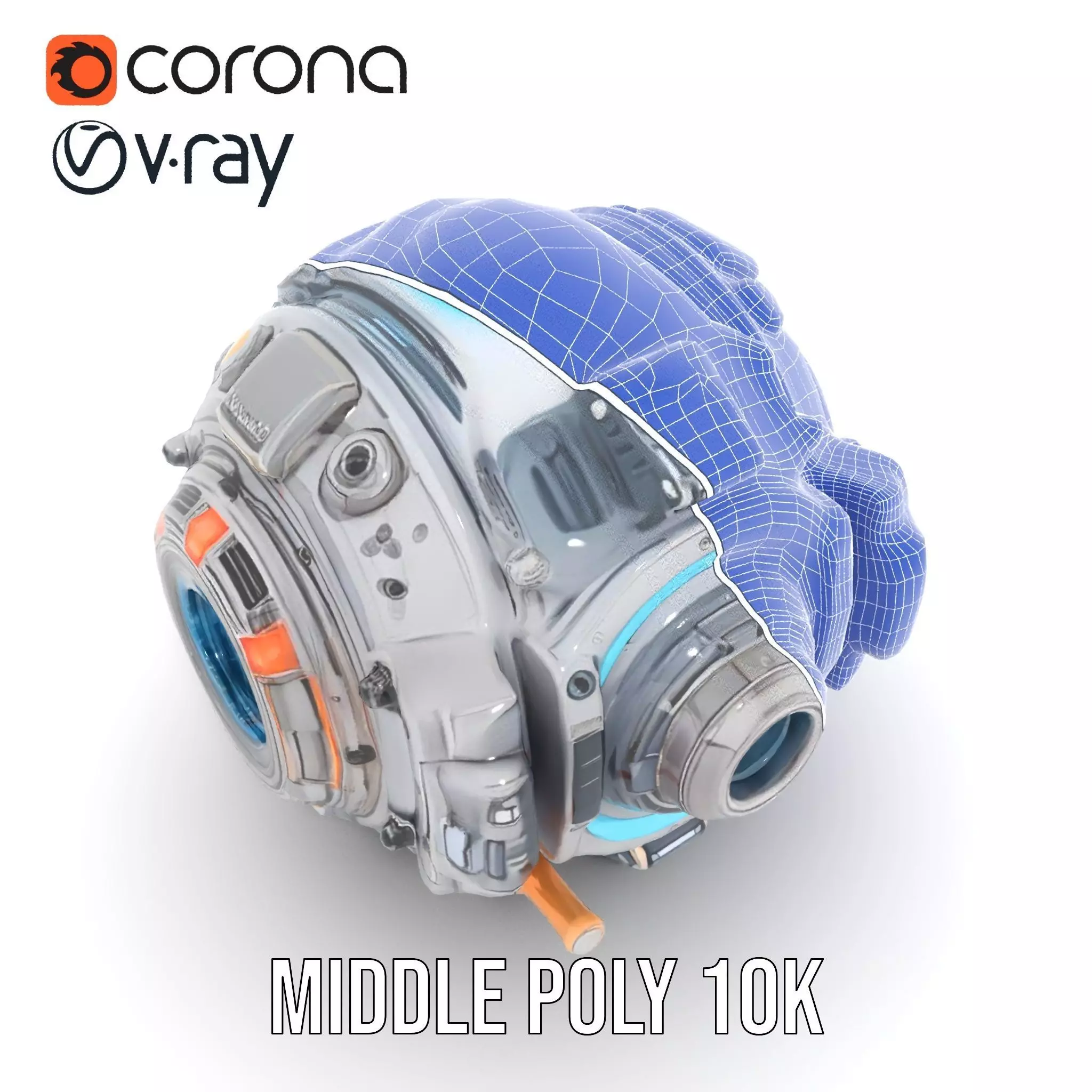 Futuristic Spherical Device Model Pack Low-poly 3D model_25