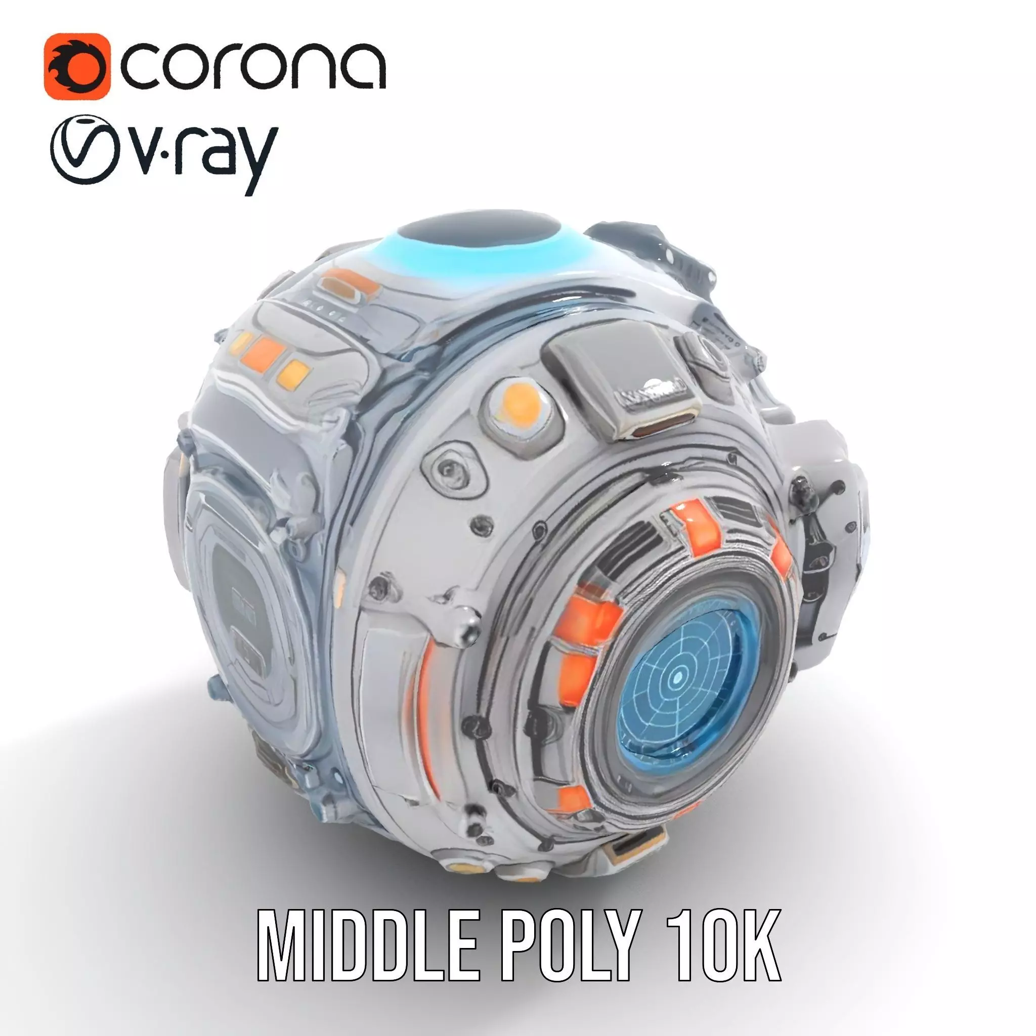 Futuristic Spherical Device Model Pack Low-poly 3D model_10