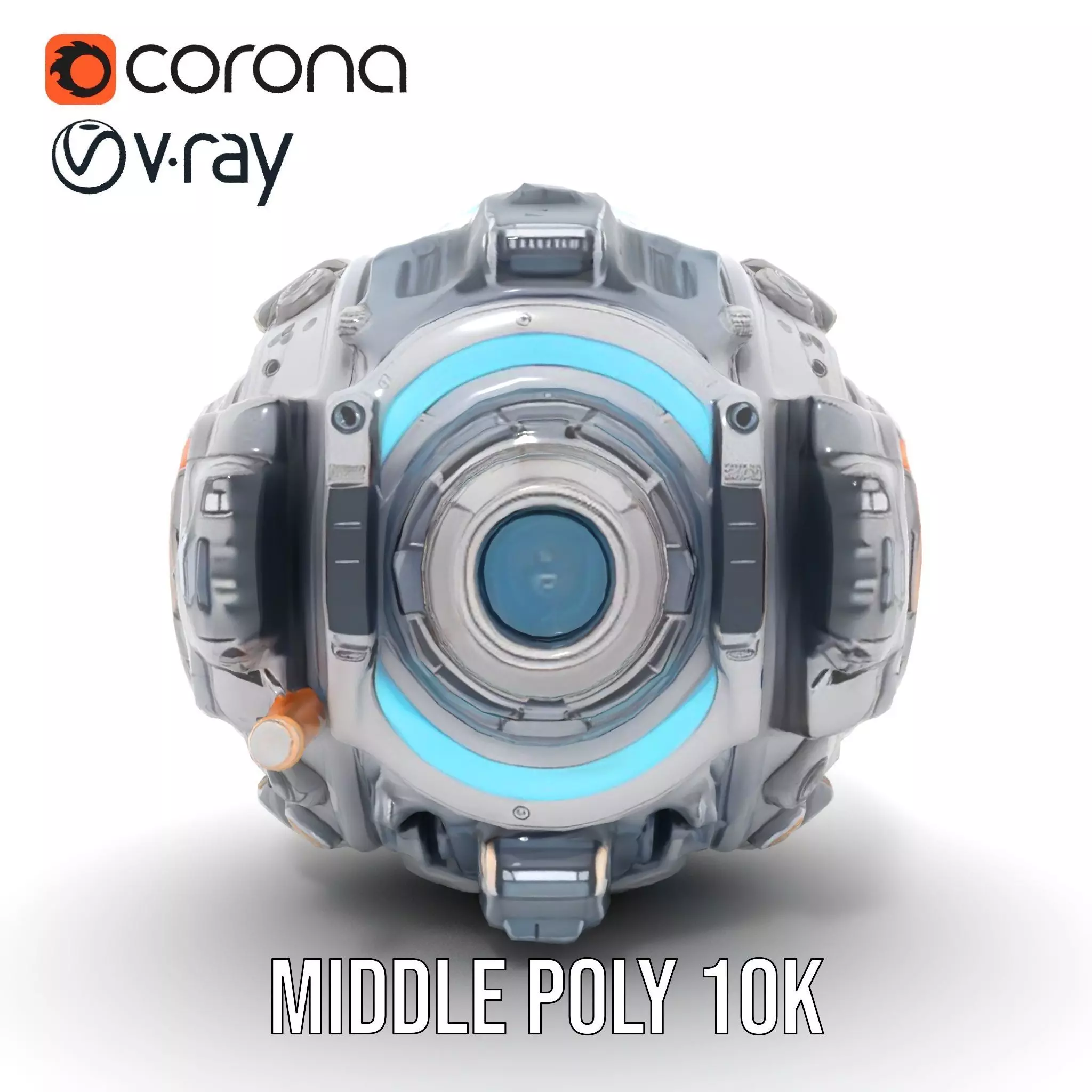 Futuristic Spherical Device Model Pack Low-poly 3D model_31