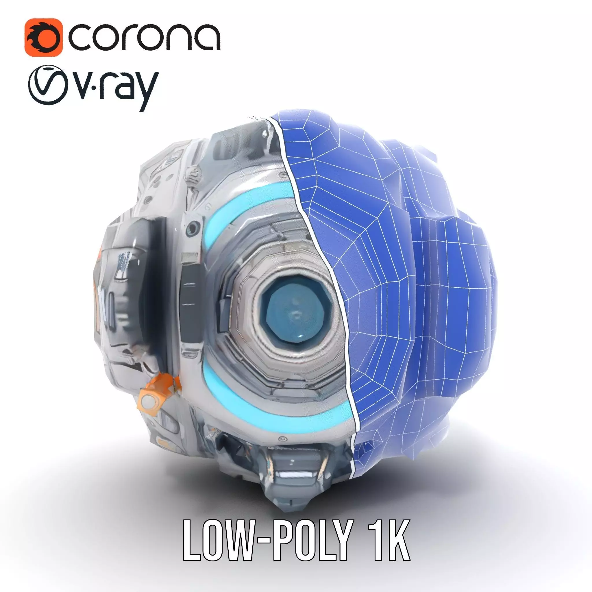 Futuristic Spherical Device Model Pack Low-poly 3D model_29