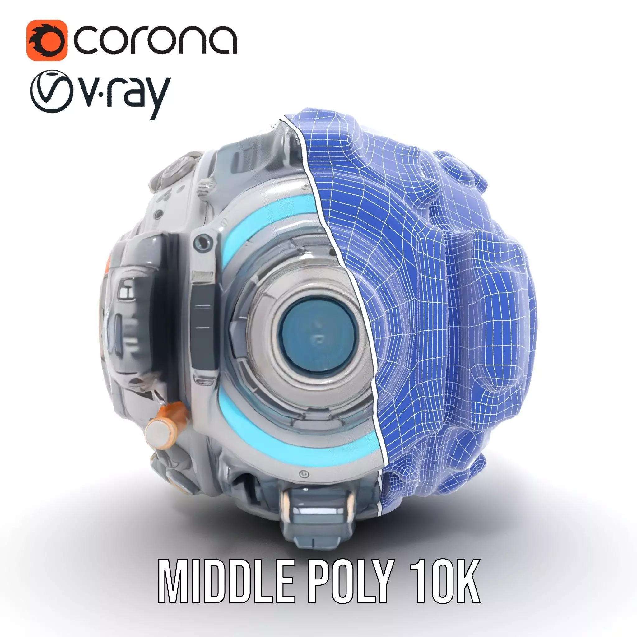 Futuristic Spherical Device Model Pack Low-poly 3D model_22