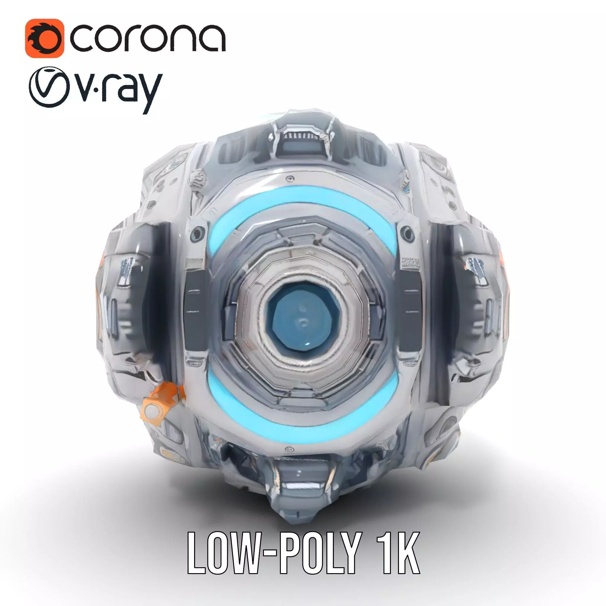 Futuristic Spherical Device Model Pack Low-poly 3D model_20