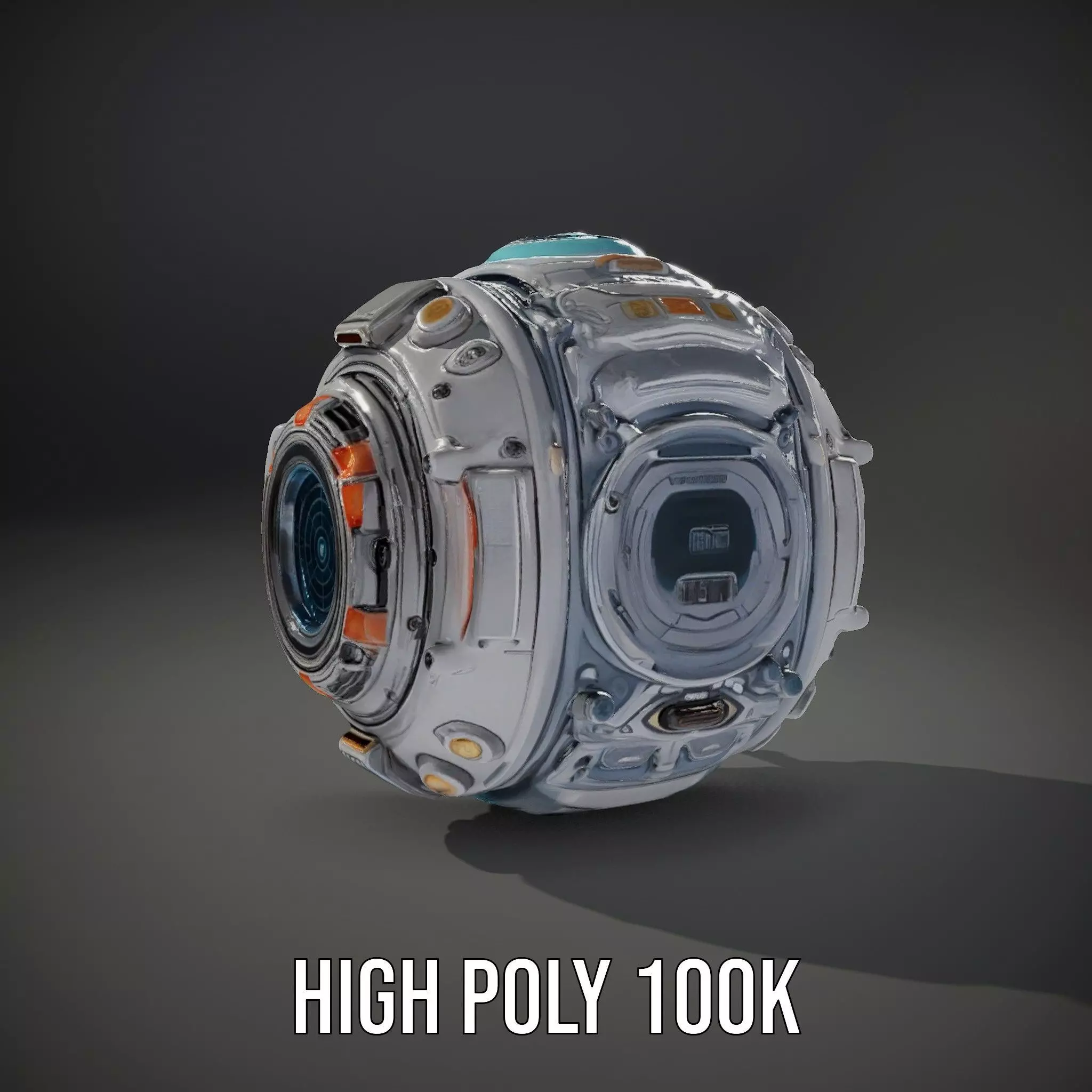 Futuristic Spherical Device Model Pack Low-poly 3D model_15