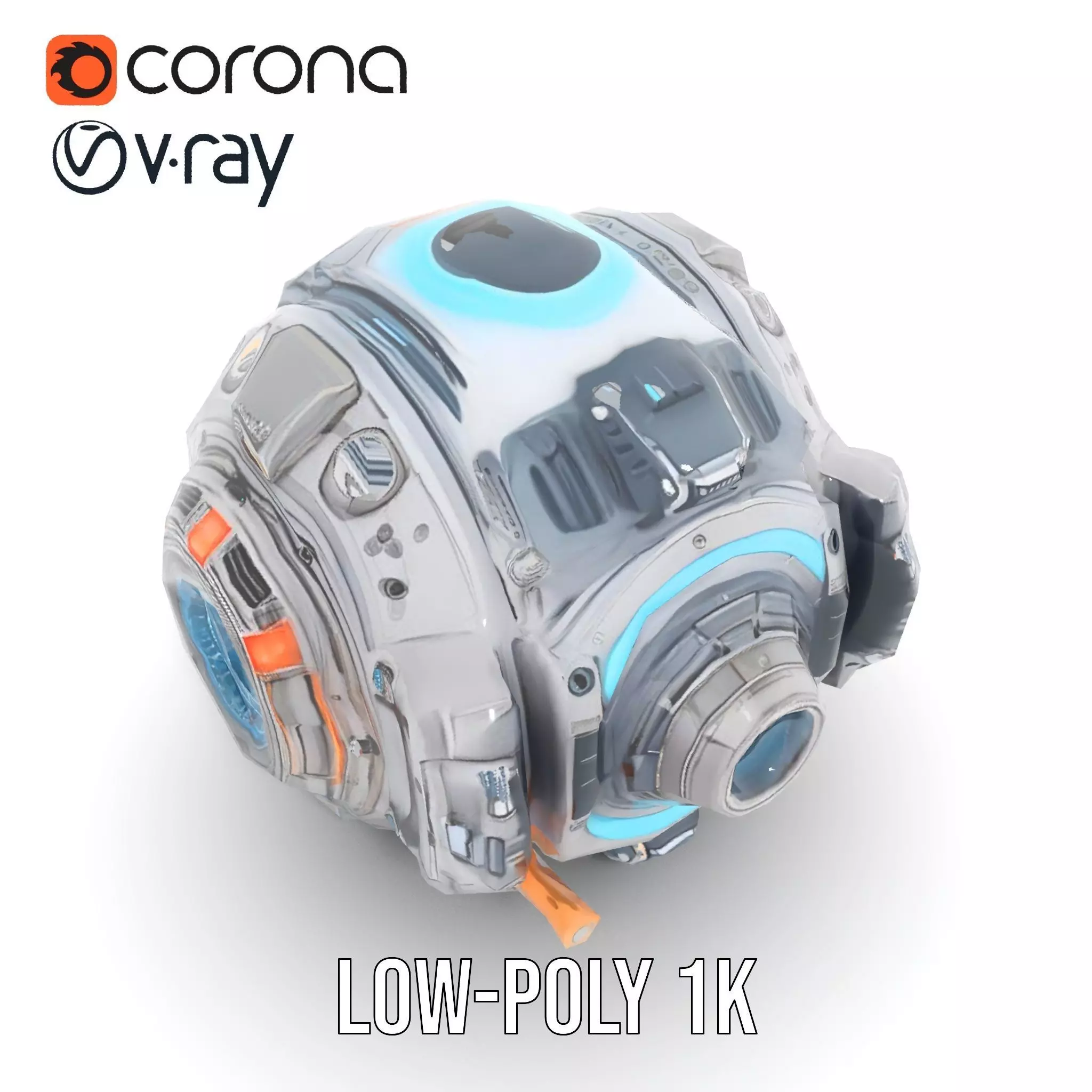 Futuristic Spherical Device Model Pack Low-poly 3D model_23