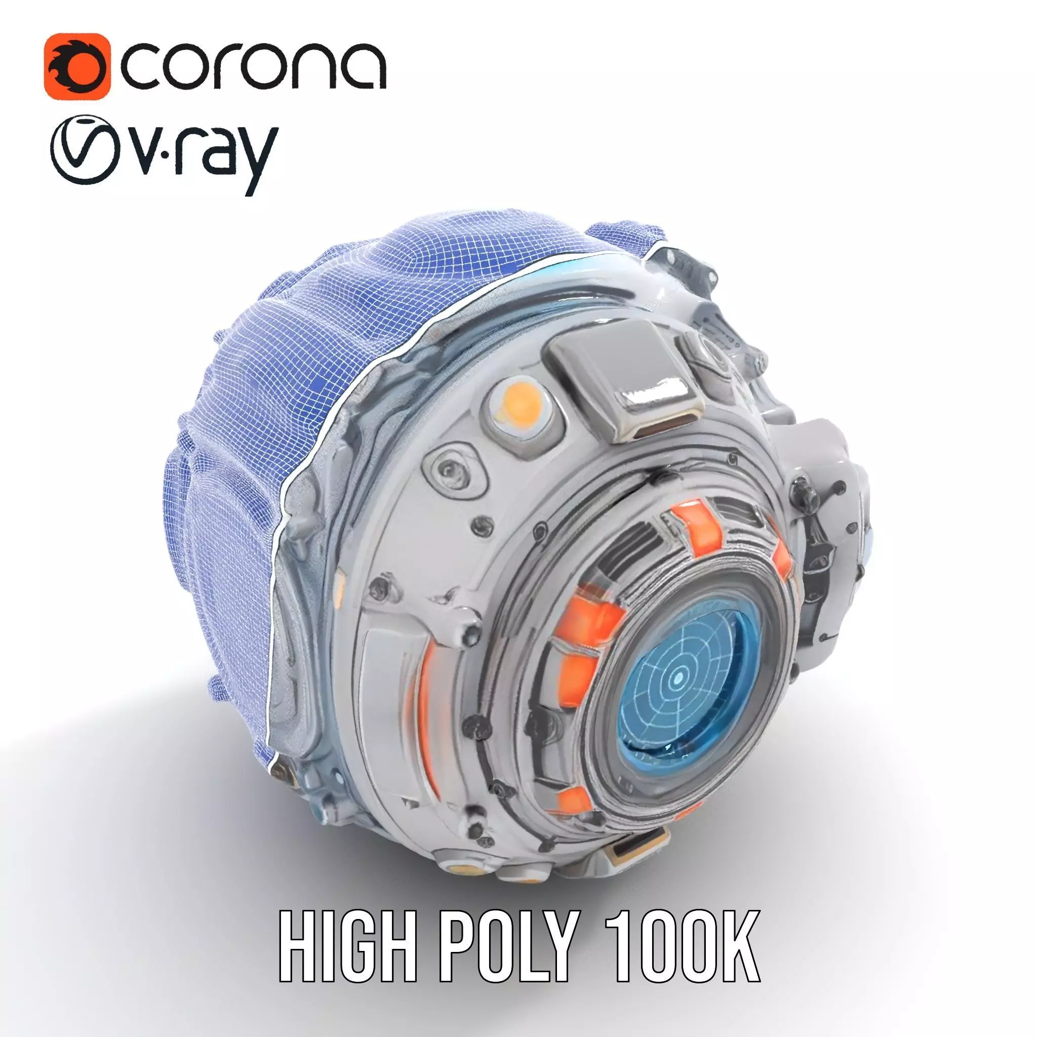 Futuristic Spherical Device Model Pack Low-poly 3D model_30