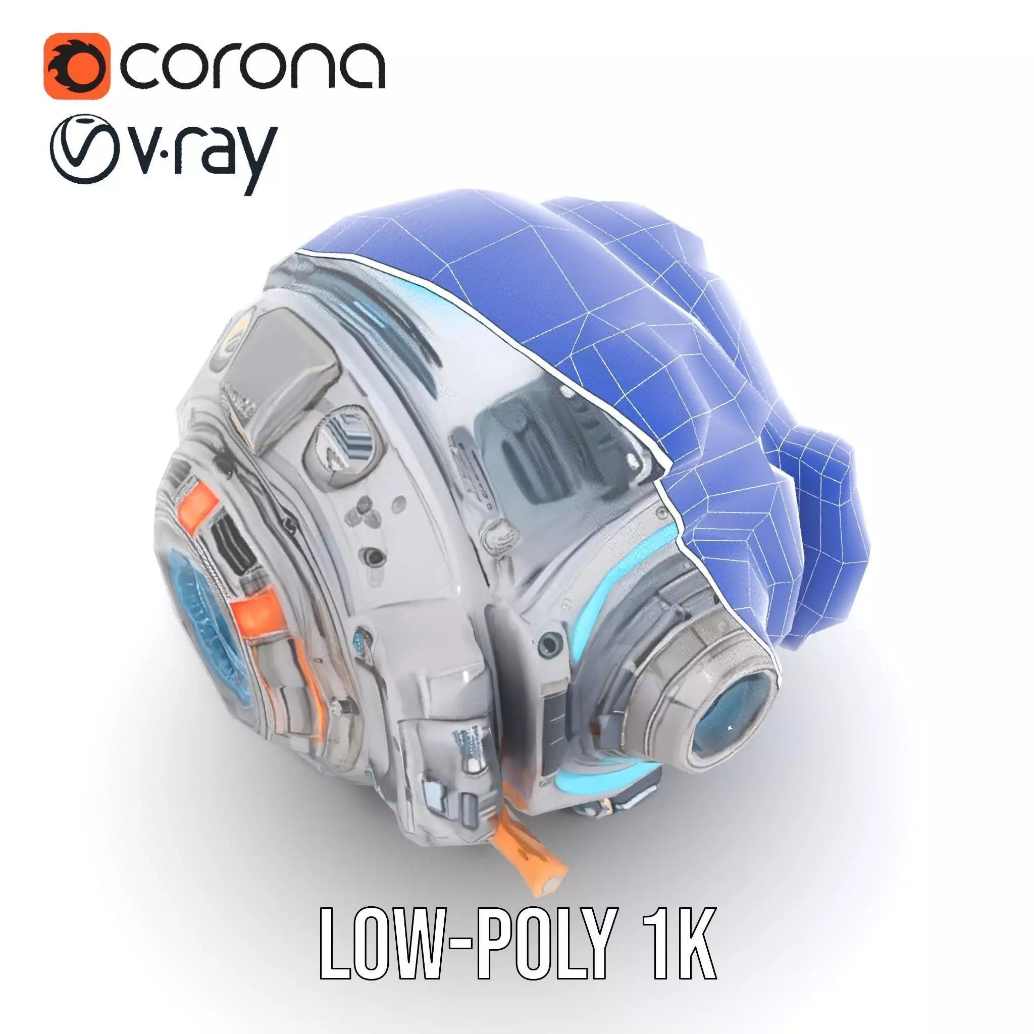 Futuristic Spherical Device Model Pack Low-poly 3D model_11