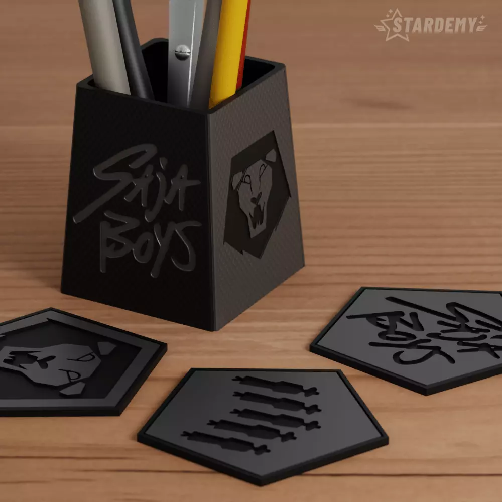 Saja Boys Pen Holder Set Kpop Demon Hunter Coaster 3D print model_3