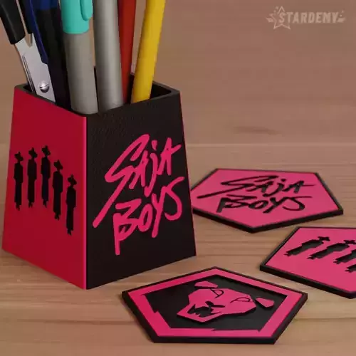Saja Boys Pen Holder Set Kpop Demon Hunter Coaster 3D print model