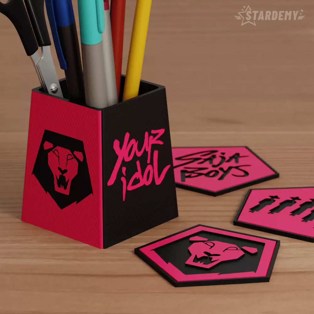 Saja Boys Pen Holder Set Kpop Demon Hunter Coaster 3D print model_1
