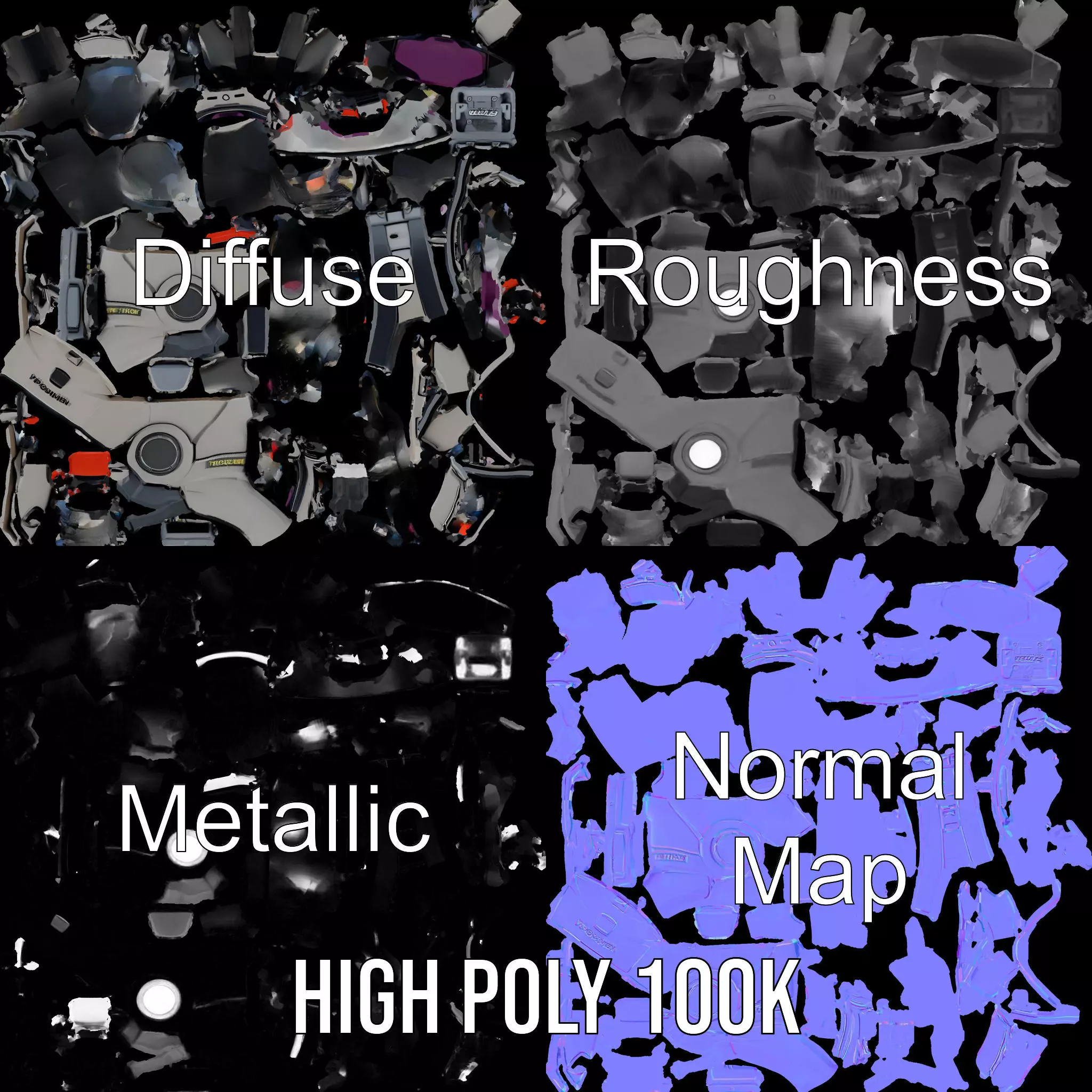 Futuristic Motorcycle Helmet Model Pack Low-poly 3D model_3