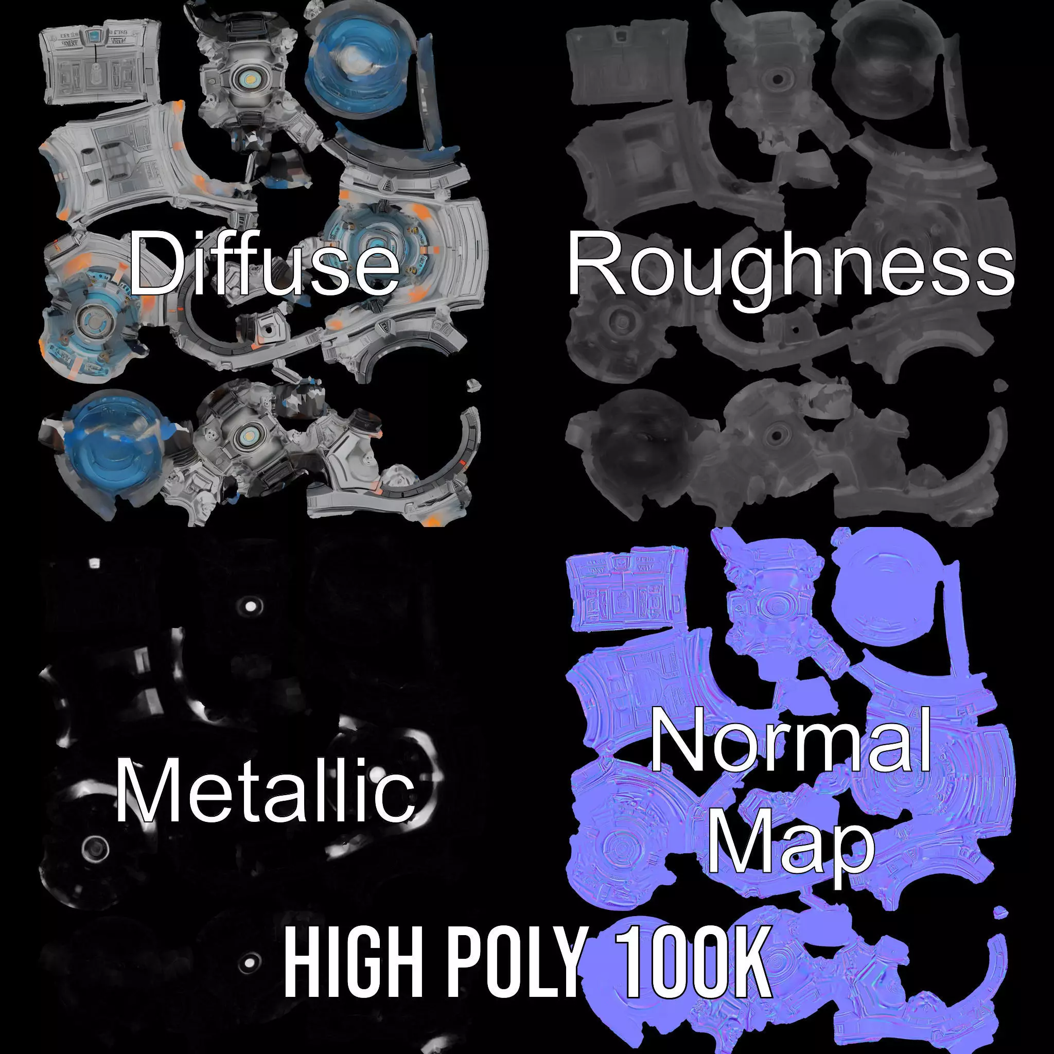 Futuristic Mechanical Orb Model Pack for SciFi Projects Low-poly 3D model_3