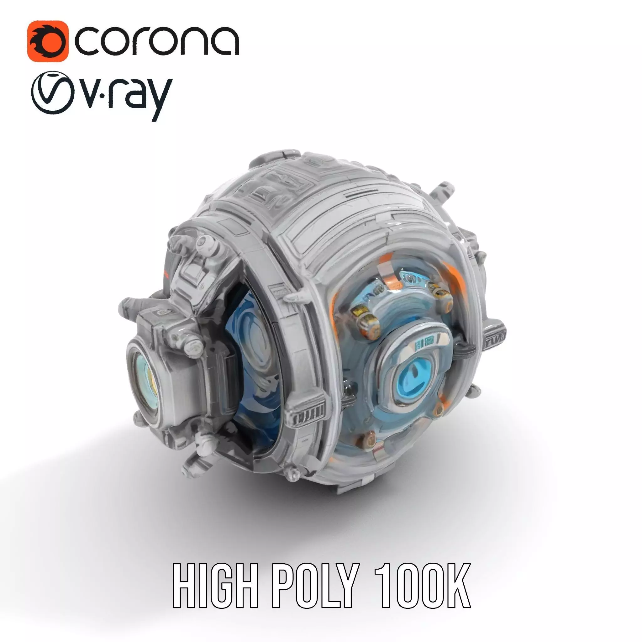 Futuristic Mechanical Orb Model Pack for SciFi Projects Low-poly 3D model_15