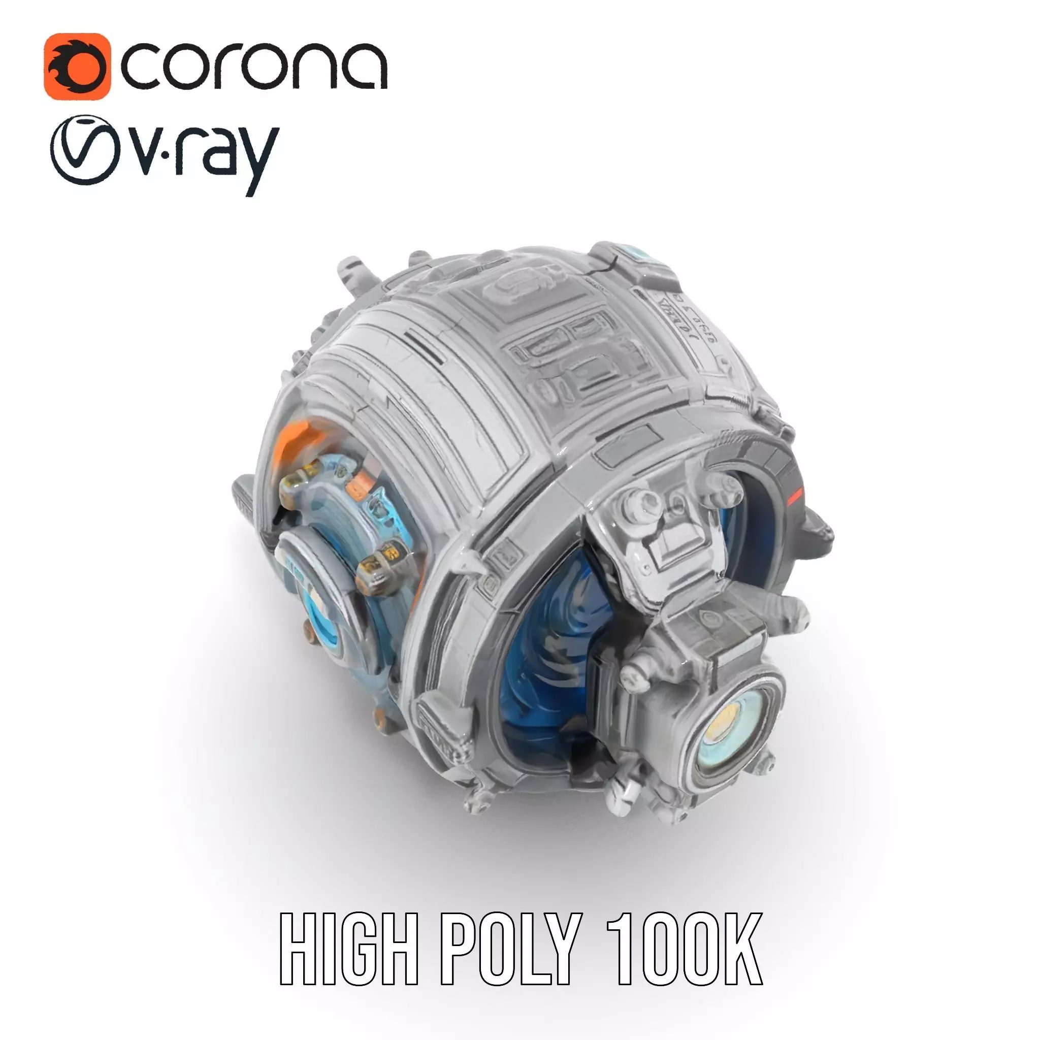 Futuristic Mechanical Orb Model Pack for SciFi Projects Low-poly 3D model_26