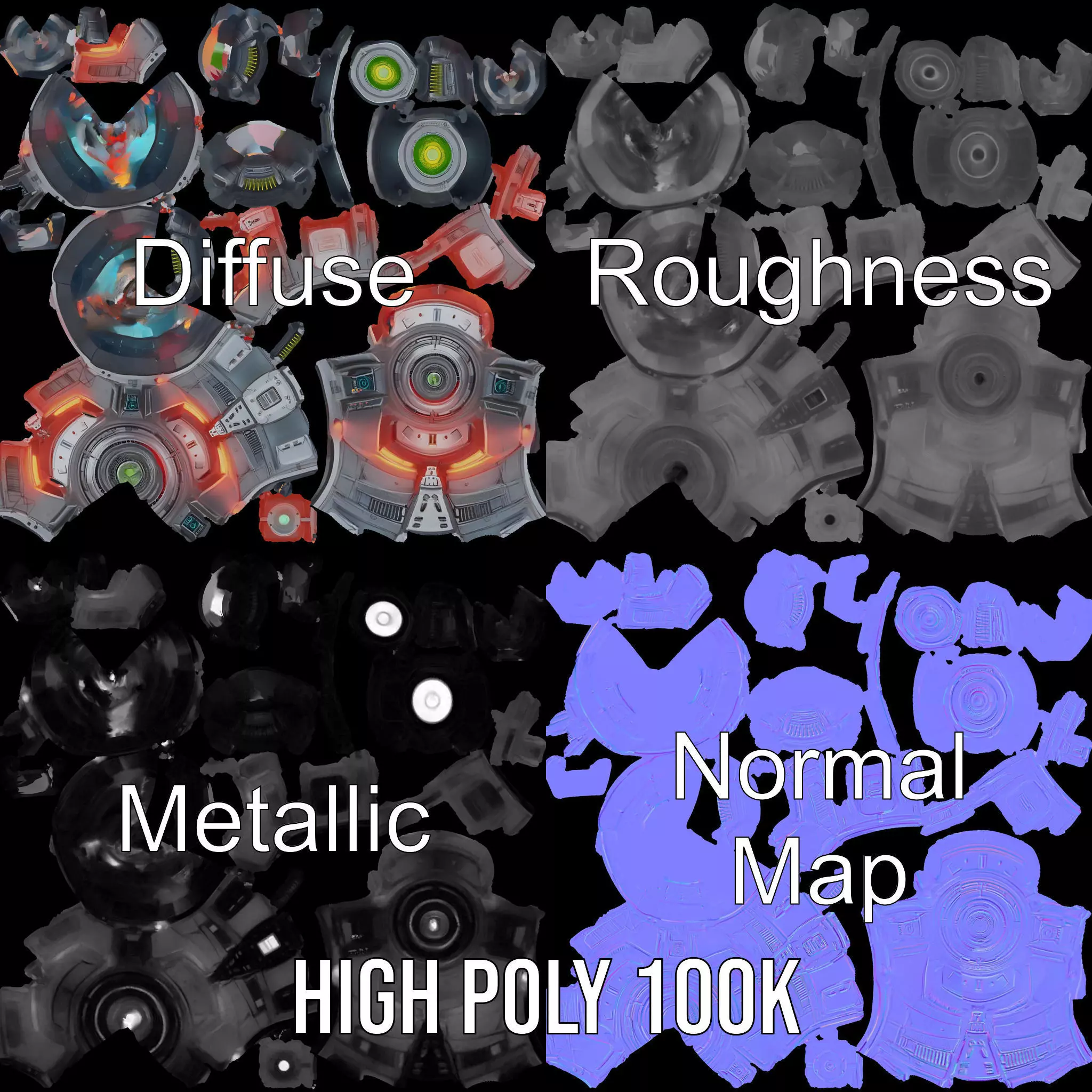 SciFi Drone Model Pack with Futuristic Design Low-poly 3D model_3