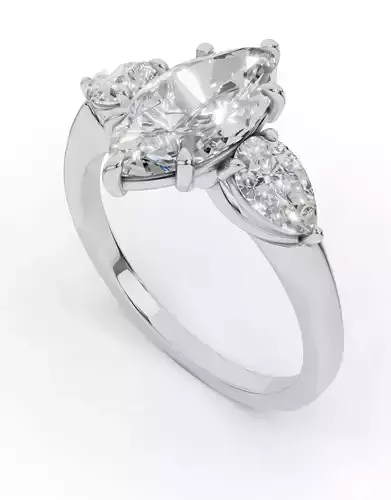Tri-Shine Elegance Marquise Ring 3D print model