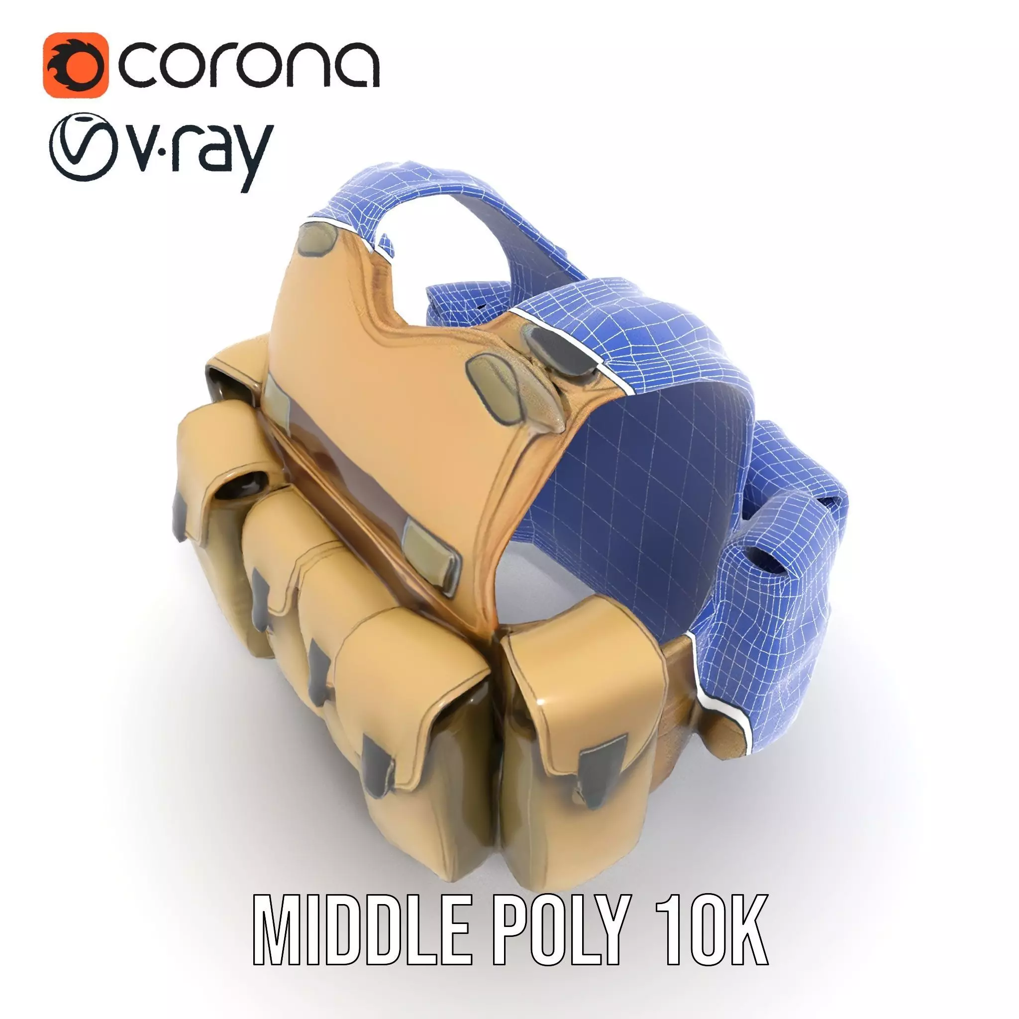 Tactical Military Vest Model Pack with Pockets and Buckles Low-poly 3D model_21