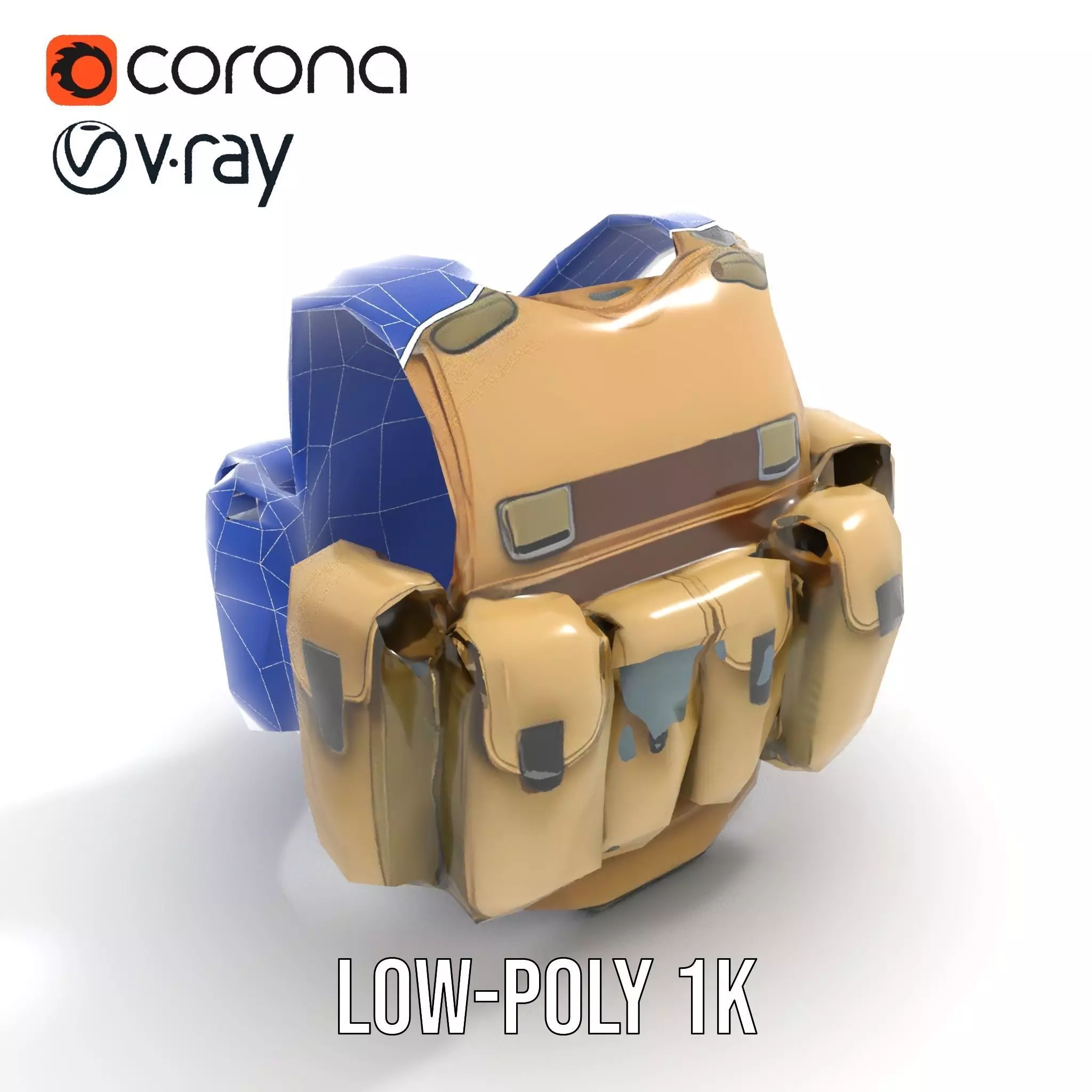 Tactical Military Vest Model Pack with Pockets and Buckles Low-poly 3D model_19