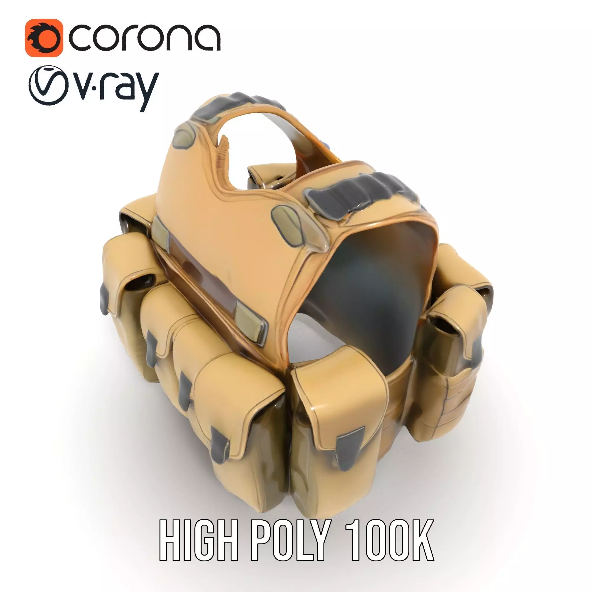 Tactical Military Vest Model Pack with Pockets and Buckles Low-poly 3D model_28