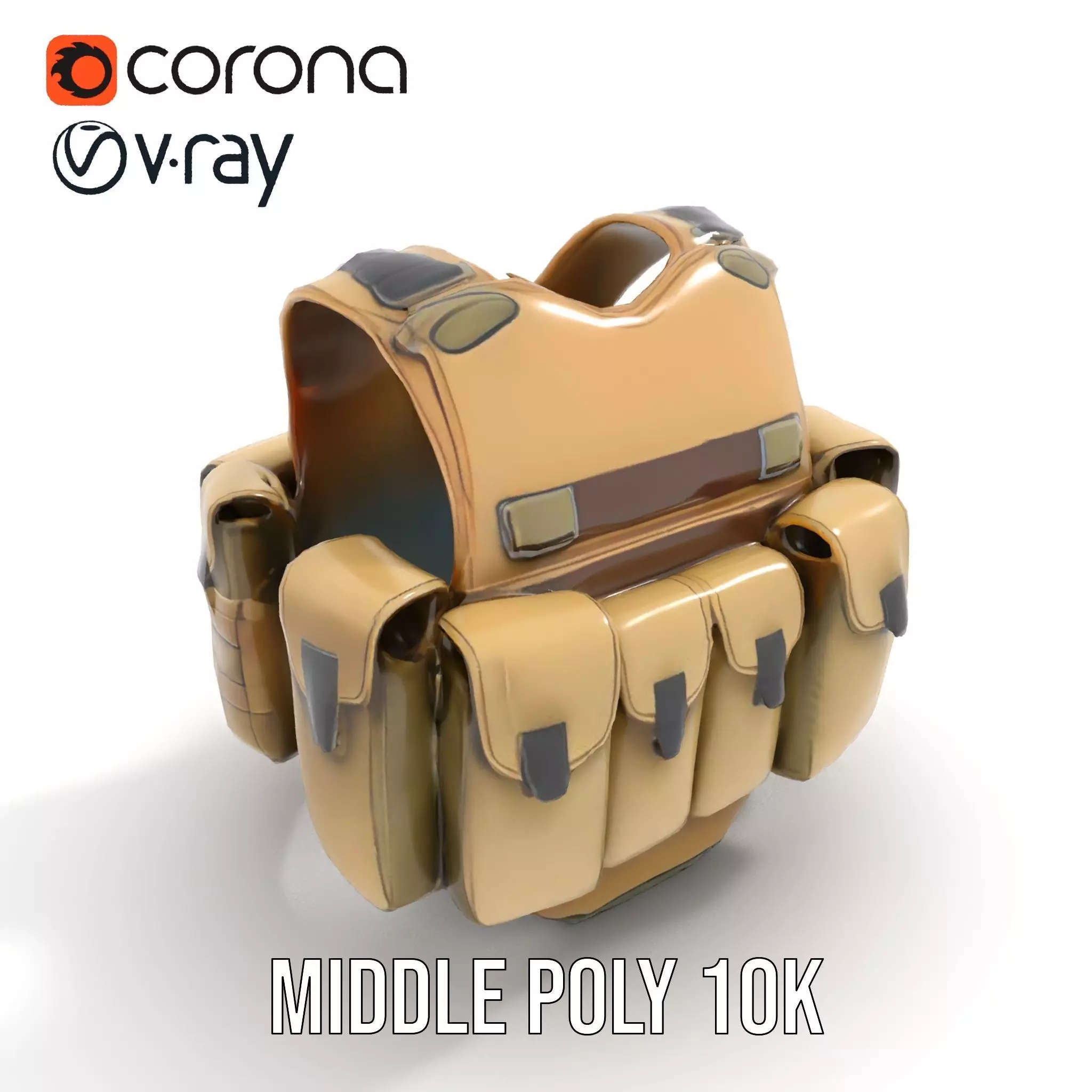 Tactical Military Vest Model Pack with Pockets and Buckles Low-poly 3D model_6