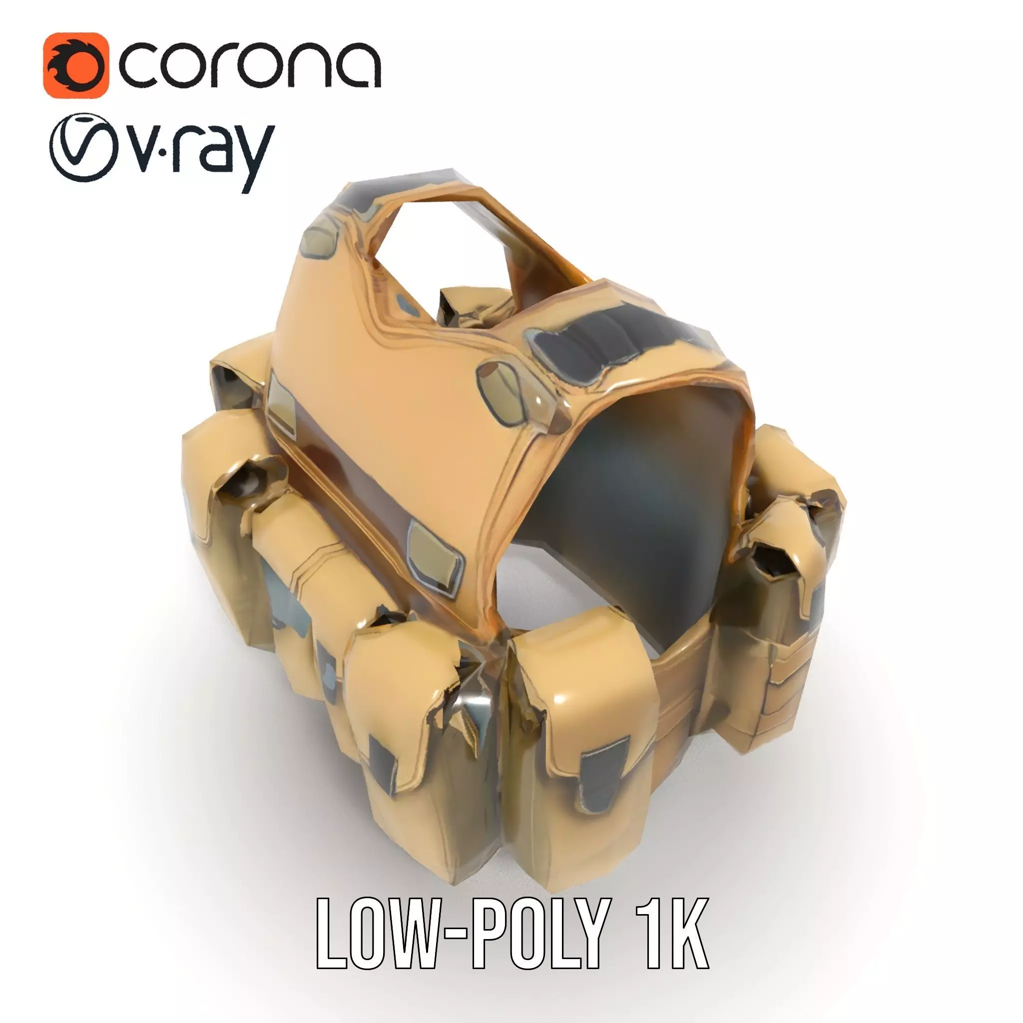 Tactical Military Vest Model Pack with Pockets and Buckles Low-poly 3D model_17