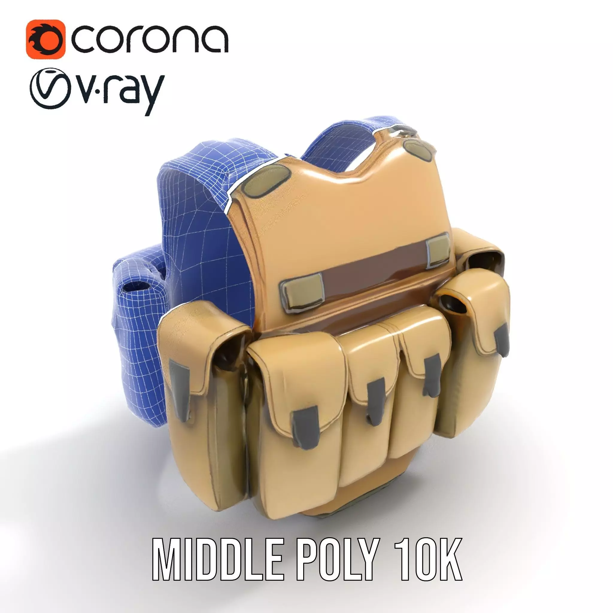 Tactical Military Vest Model Pack with Pockets and Buckles Low-poly 3D model_26