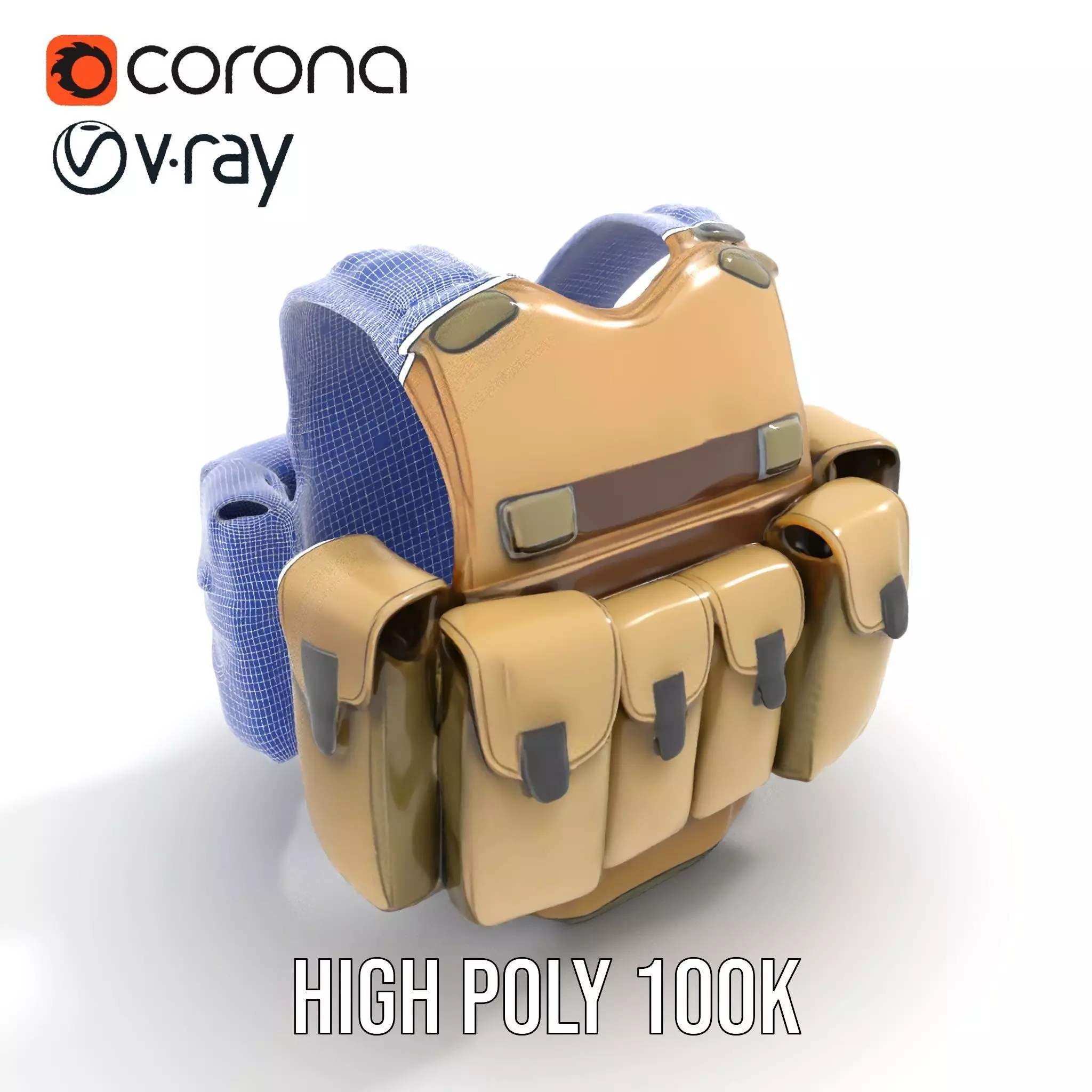 Tactical Military Vest Model Pack with Pockets and Buckles Low-poly 3D model_32