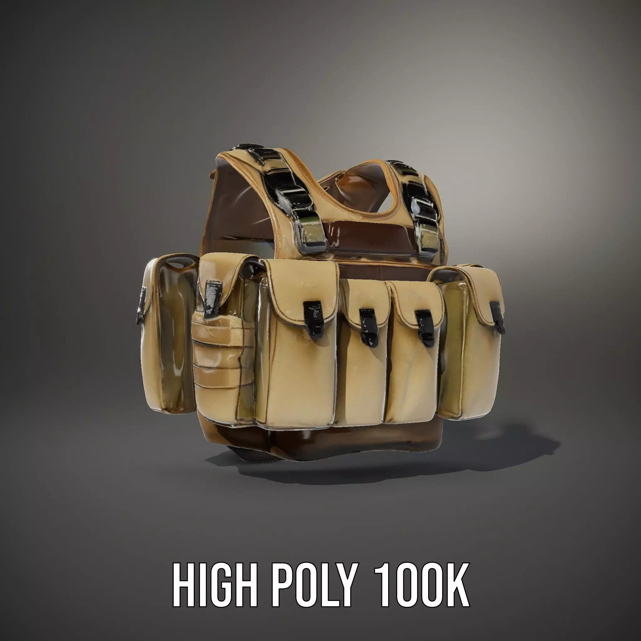 Tactical Military Vest Model Pack with Pockets and Buckles Low-poly 3D model_10