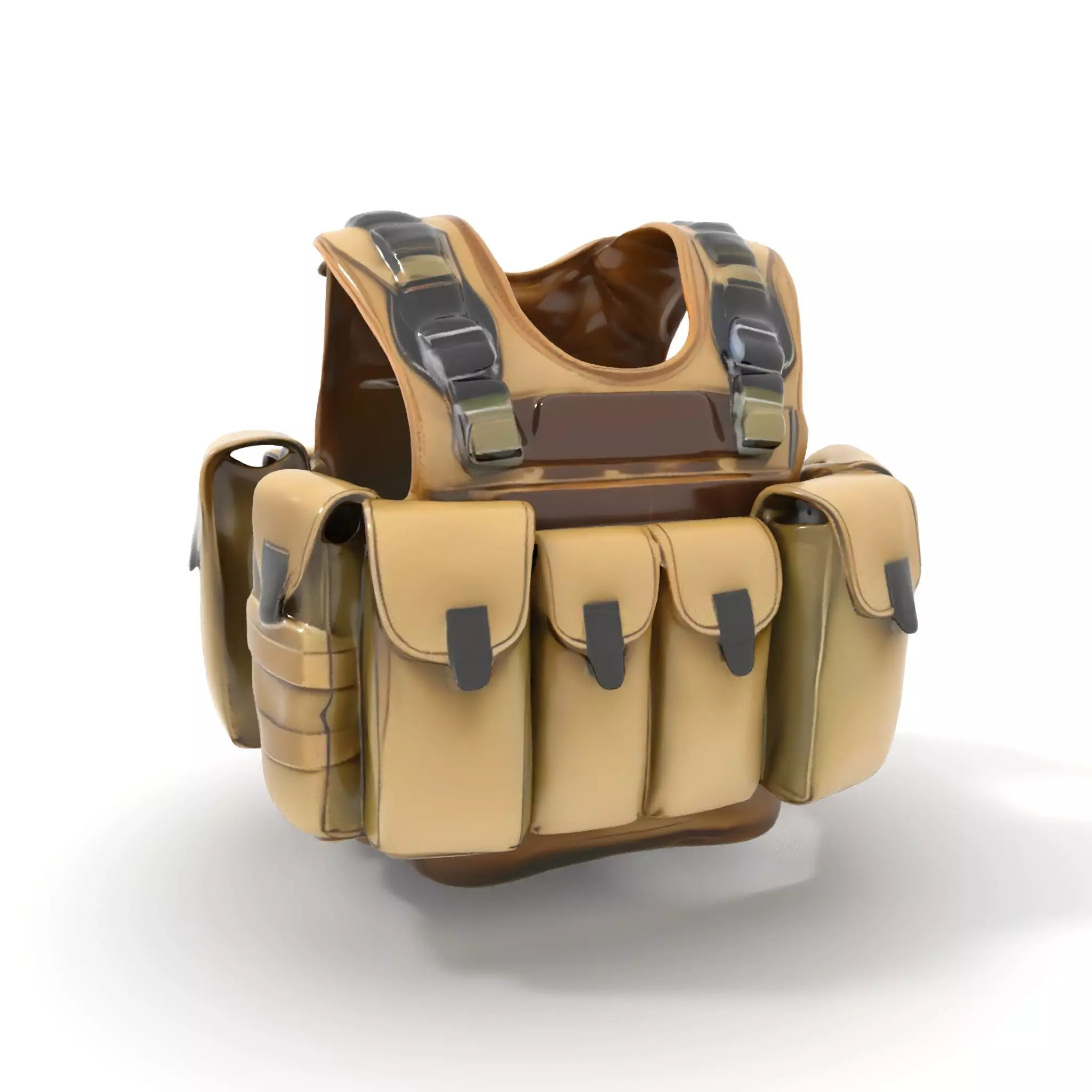 Tactical Military Vest Model Pack with Pockets and Buckles Low-poly 3D model_0