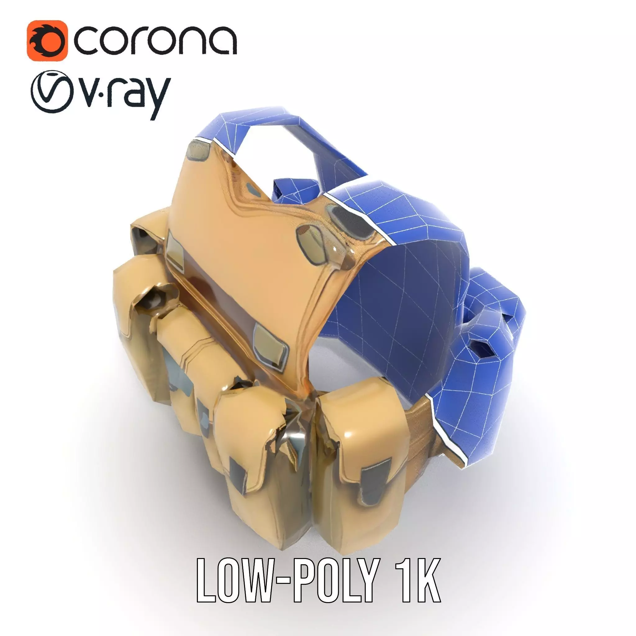 Tactical Military Vest Model Pack with Pockets and Buckles Low-poly 3D model_30