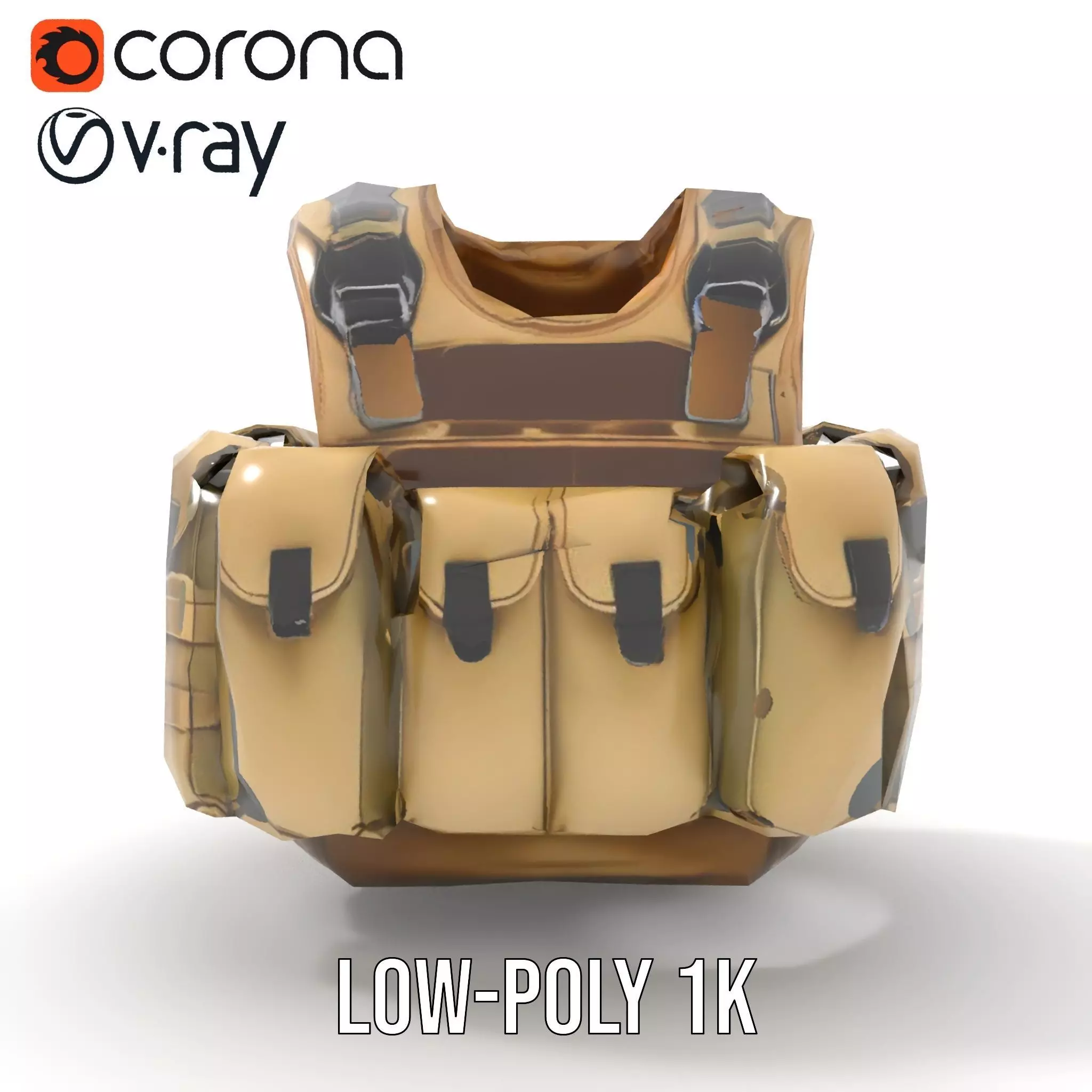 Tactical Military Vest Model Pack with Pockets and Buckles Low-poly 3D model_22