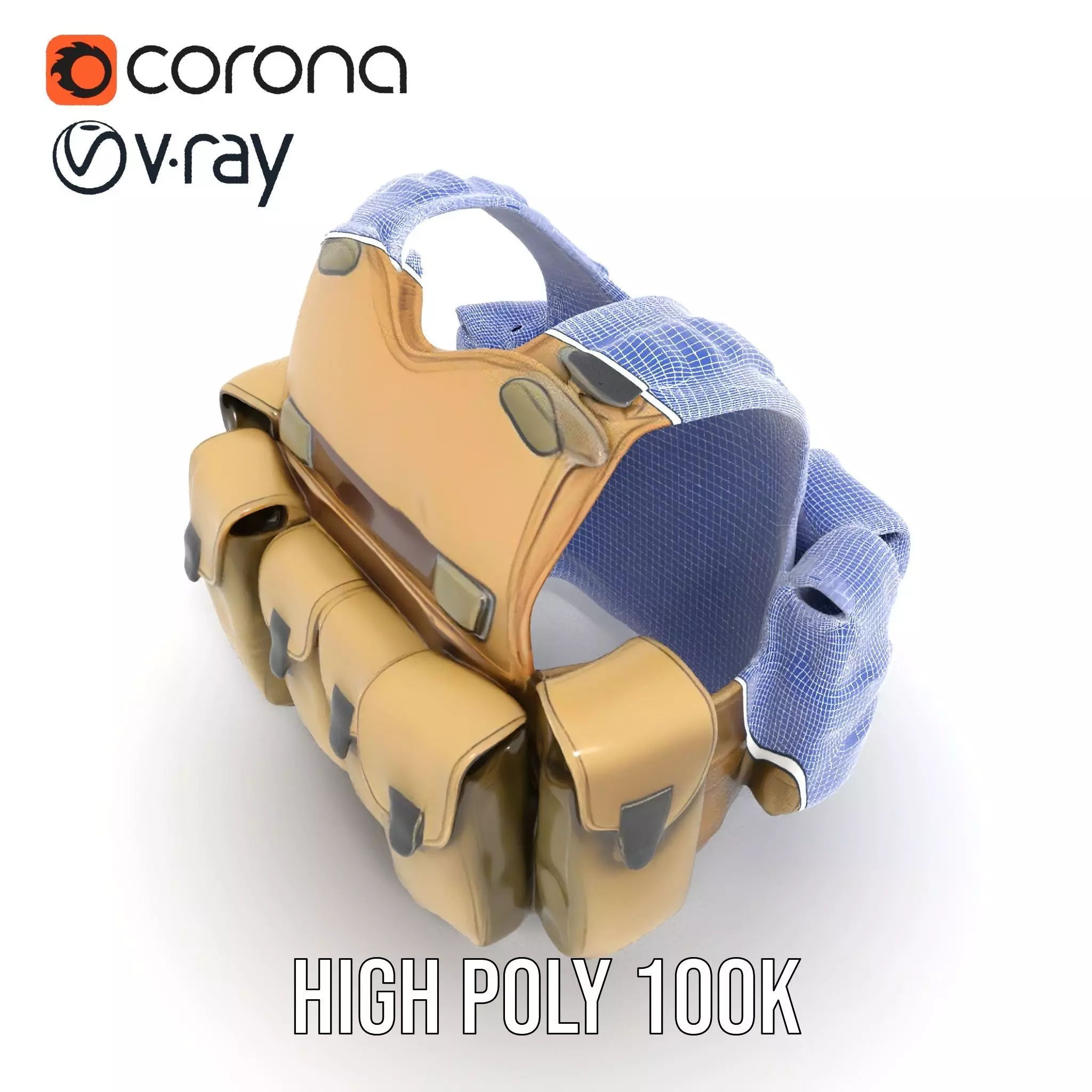 Tactical Military Vest Model Pack with Pockets and Buckles Low-poly 3D model_33