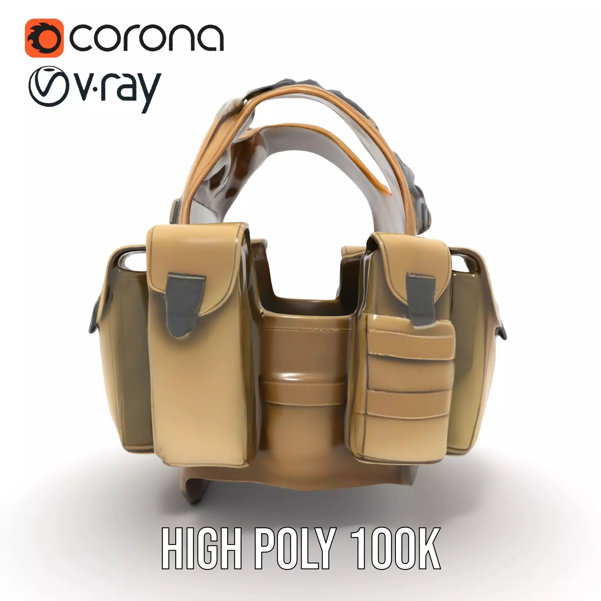 Tactical Military Vest Model Pack with Pockets and Buckles Low-poly 3D model_15