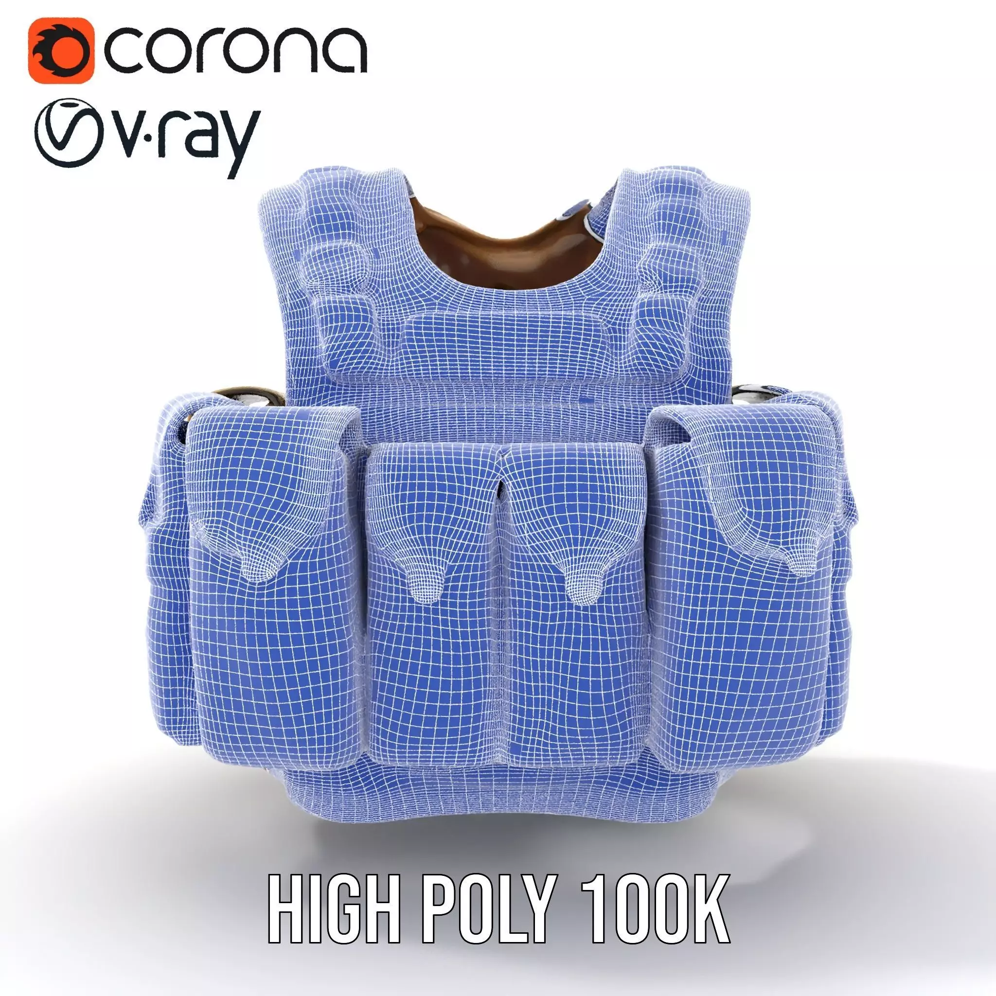 Tactical Military Vest Model Pack with Pockets and Buckles Low-poly 3D model_31