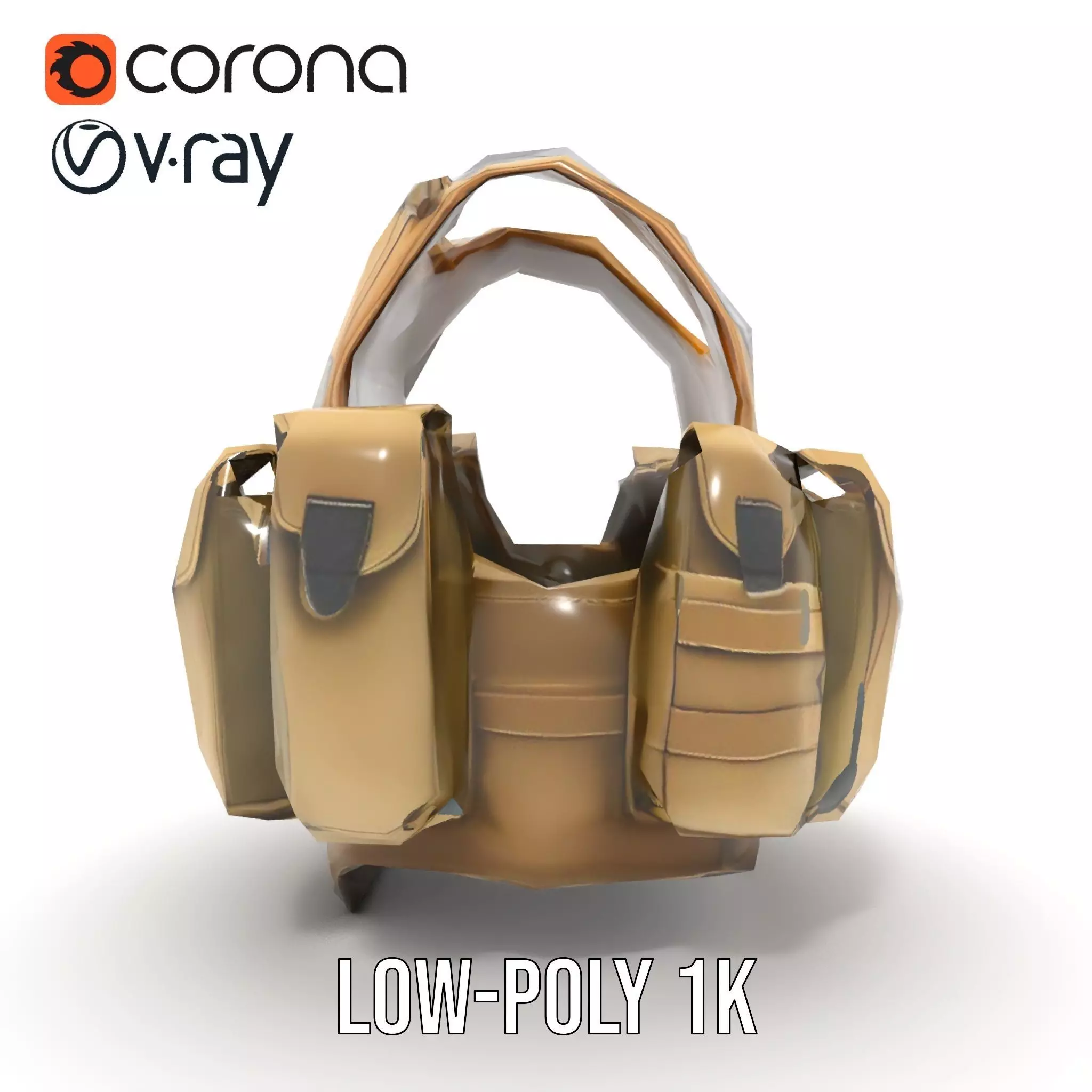 Tactical Military Vest Model Pack with Pockets and Buckles Low-poly 3D model_12