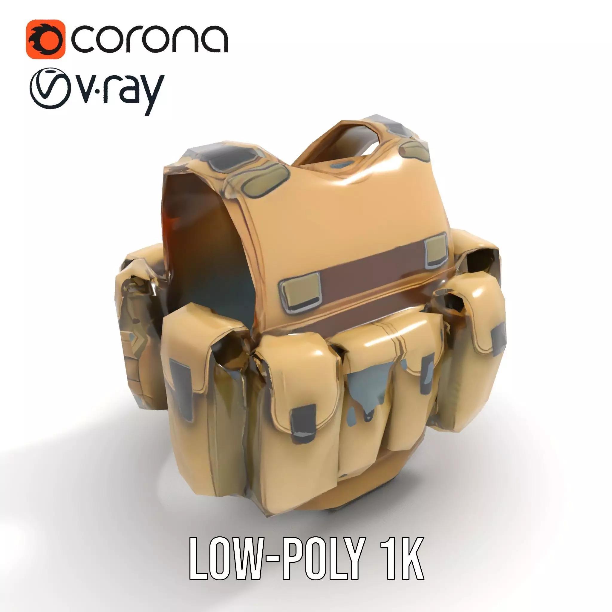 Tactical Military Vest Model Pack with Pockets and Buckles Low-poly 3D model_7