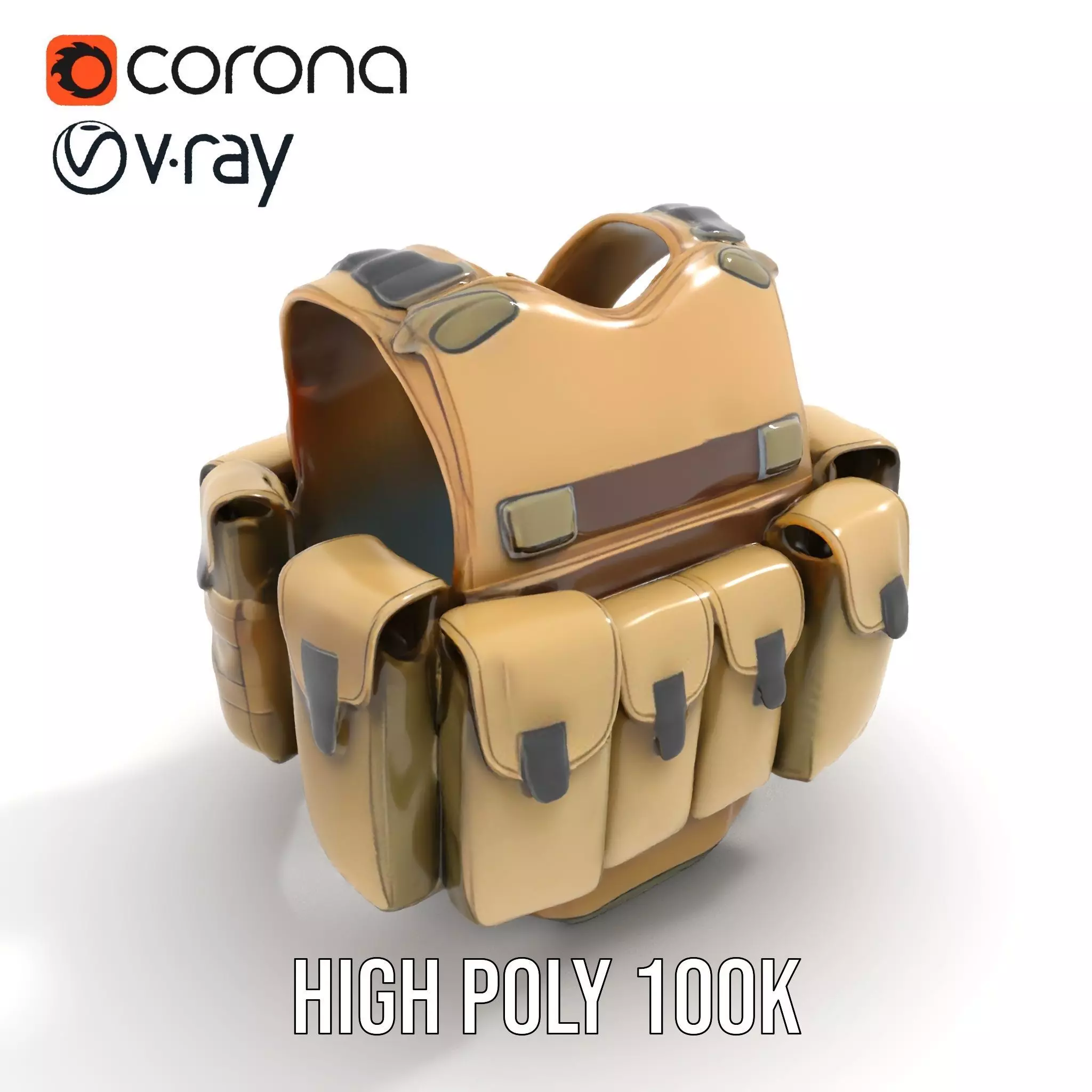 Tactical Military Vest Model Pack with Pockets and Buckles Low-poly 3D model_20