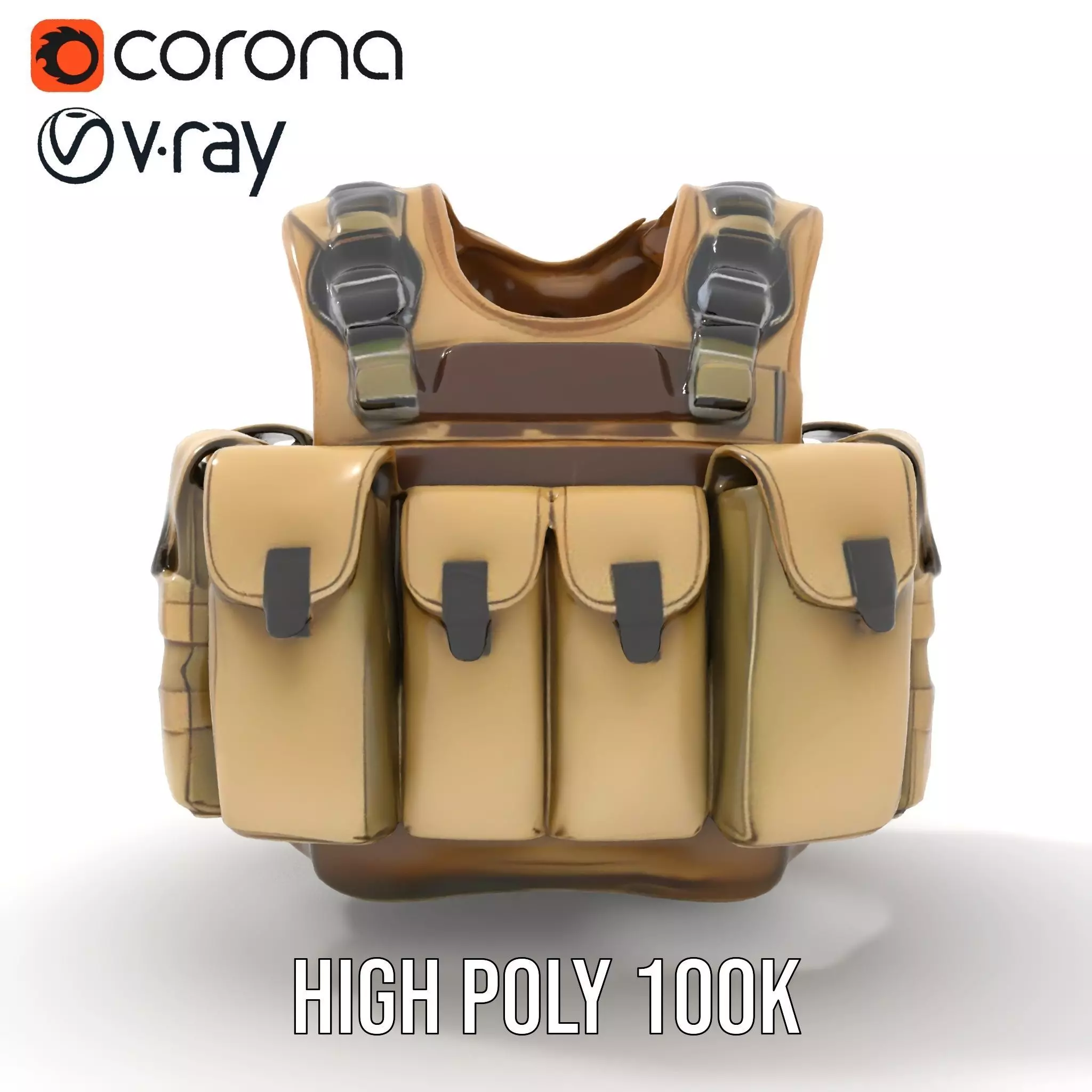 Tactical Military Vest Model Pack with Pockets and Buckles Low-poly 3D model_25