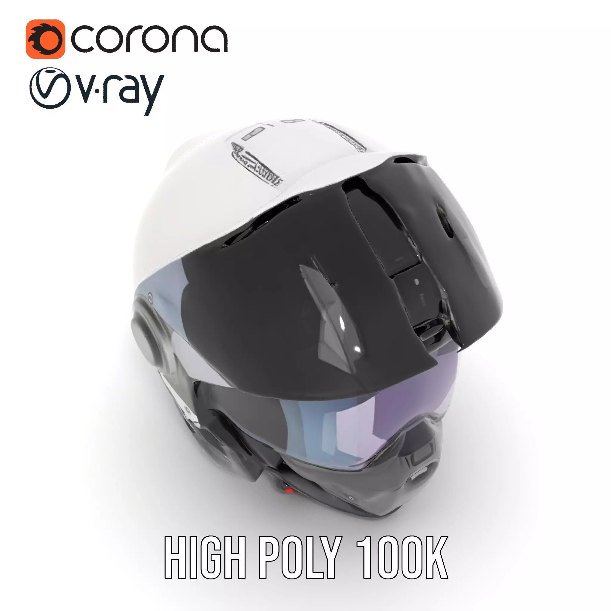 Futuristic Motorcycle Helmet Model Pack Low-poly 3D model_9