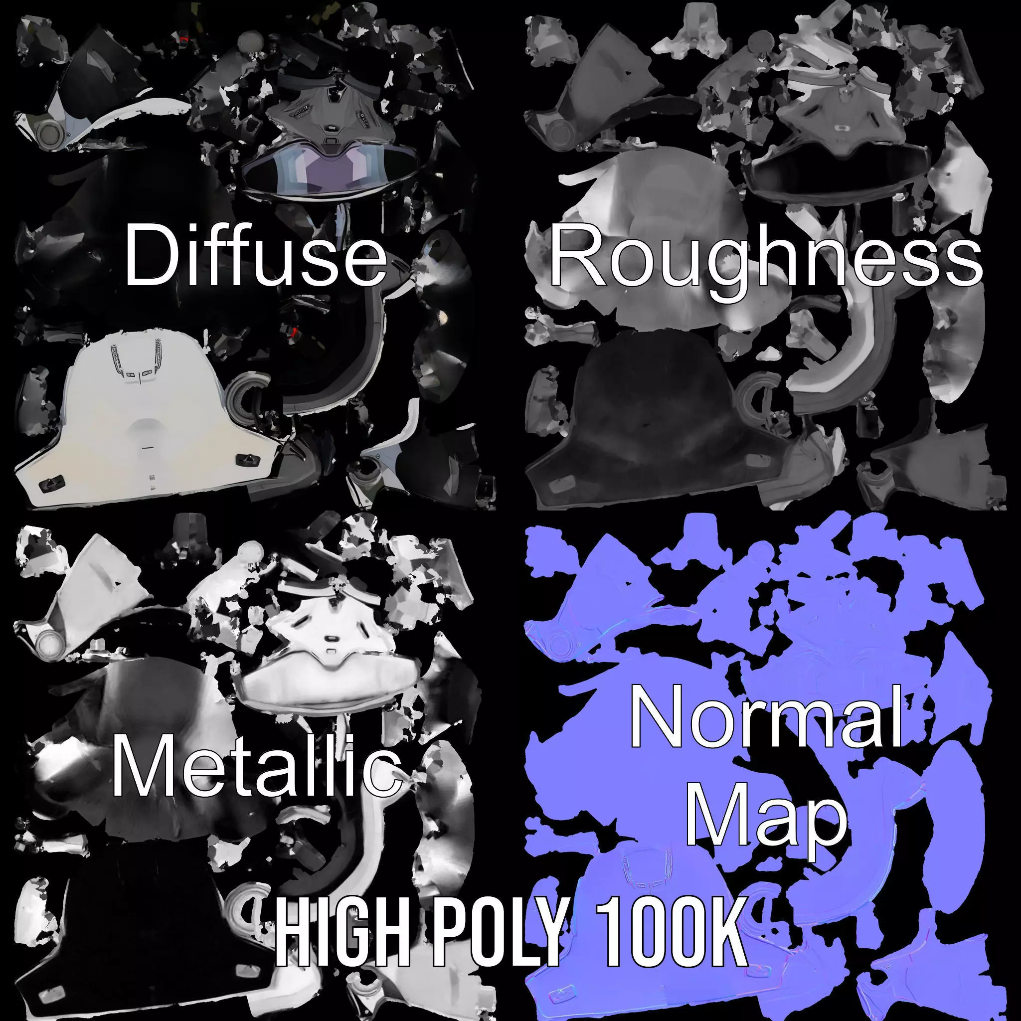 Futuristic Motorcycle Helmet Model Pack Low-poly 3D model_3