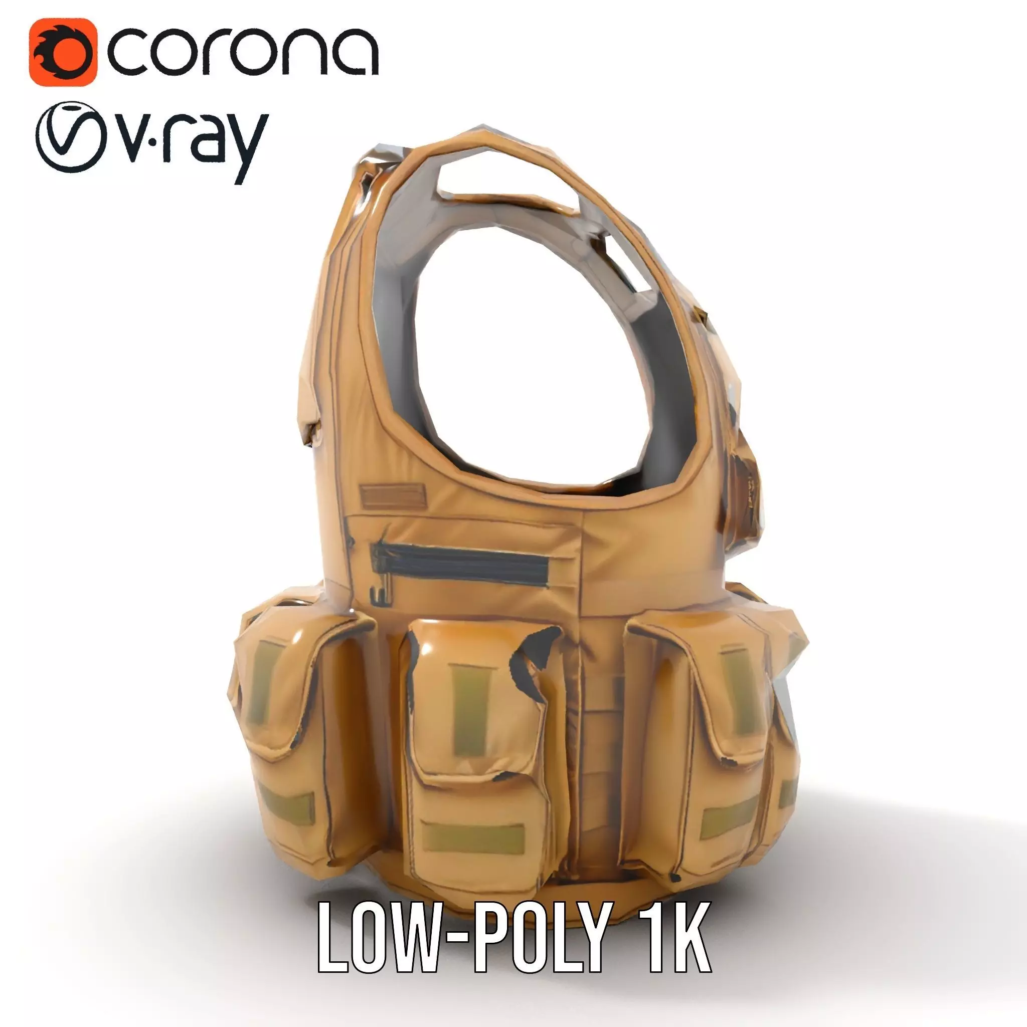 Tactical Vest Model Pack with Multiple Pouches Low-poly 3D model_14