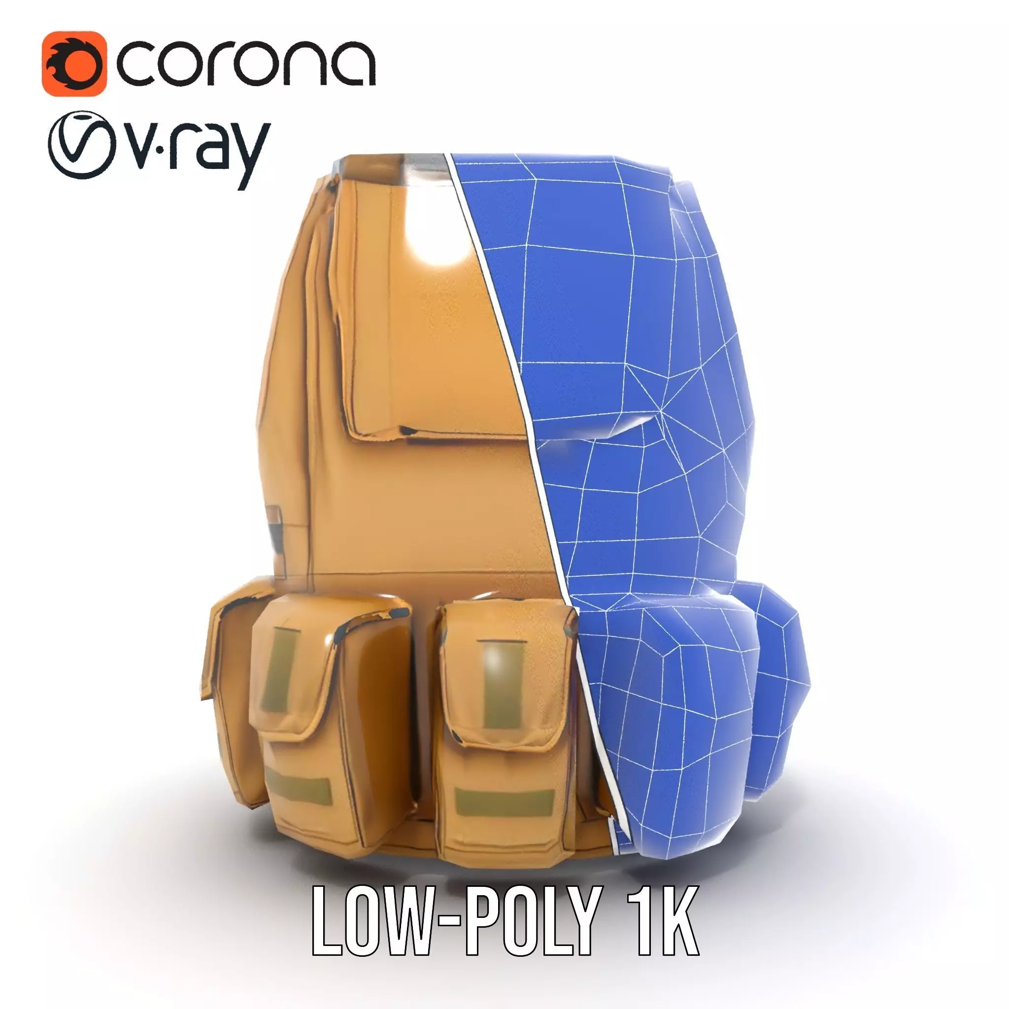 Tactical Vest Model Pack with Multiple Pouches Low-poly 3D model_31