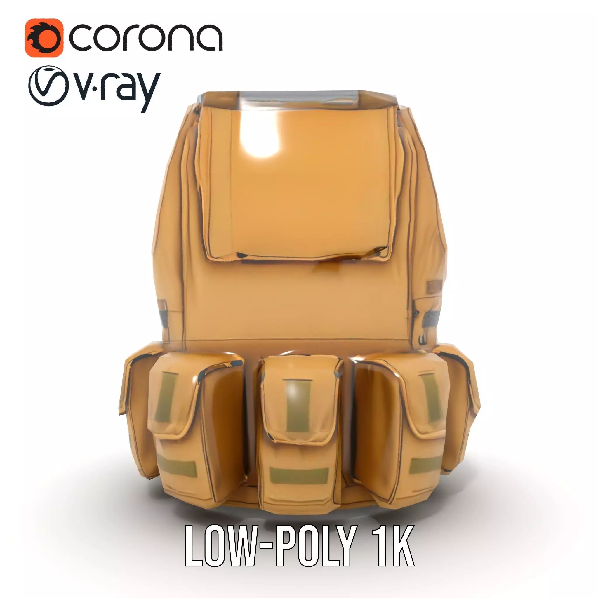 Tactical Vest Model Pack with Multiple Pouches Low-poly 3D model_16