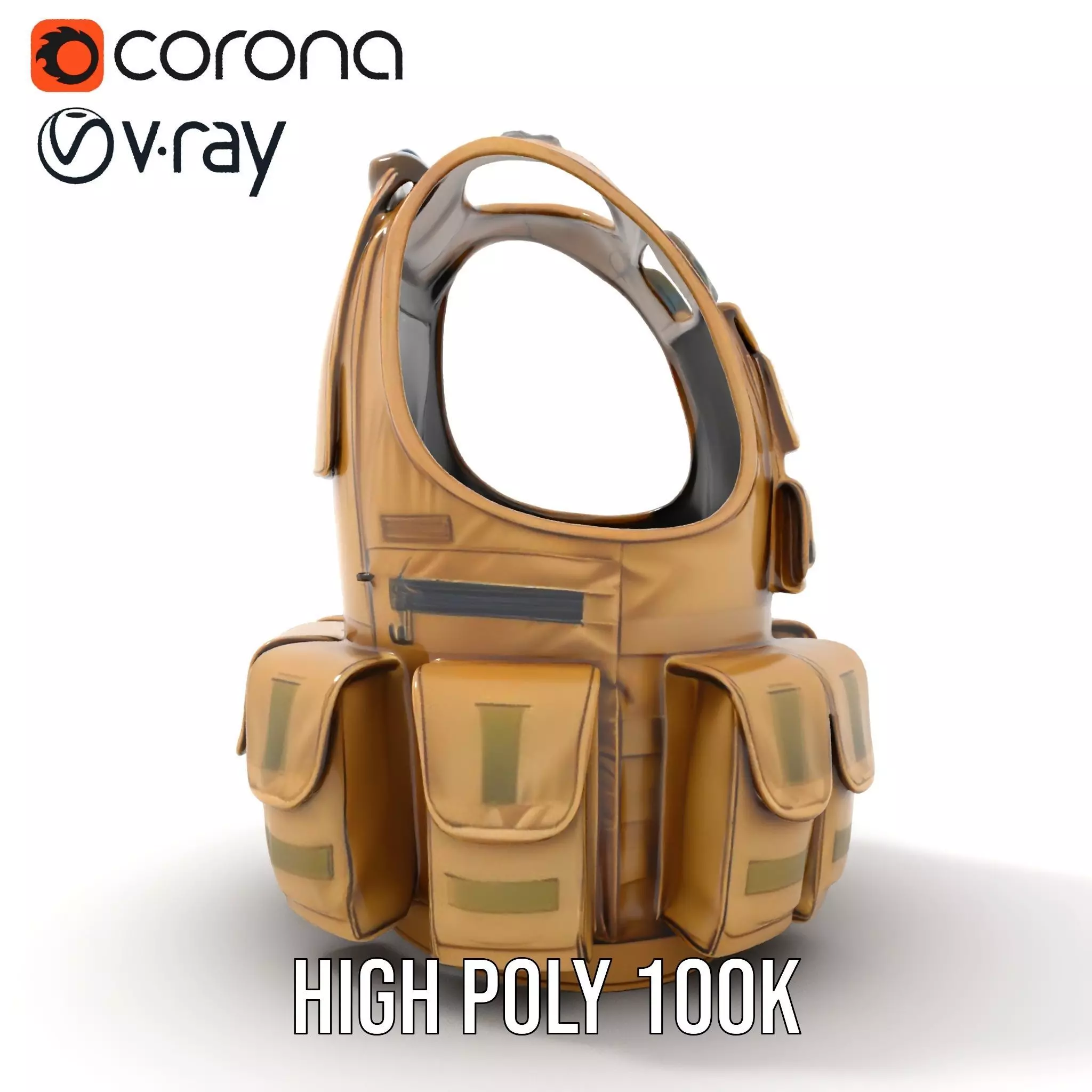 Tactical Vest Model Pack with Multiple Pouches Low-poly 3D model_17