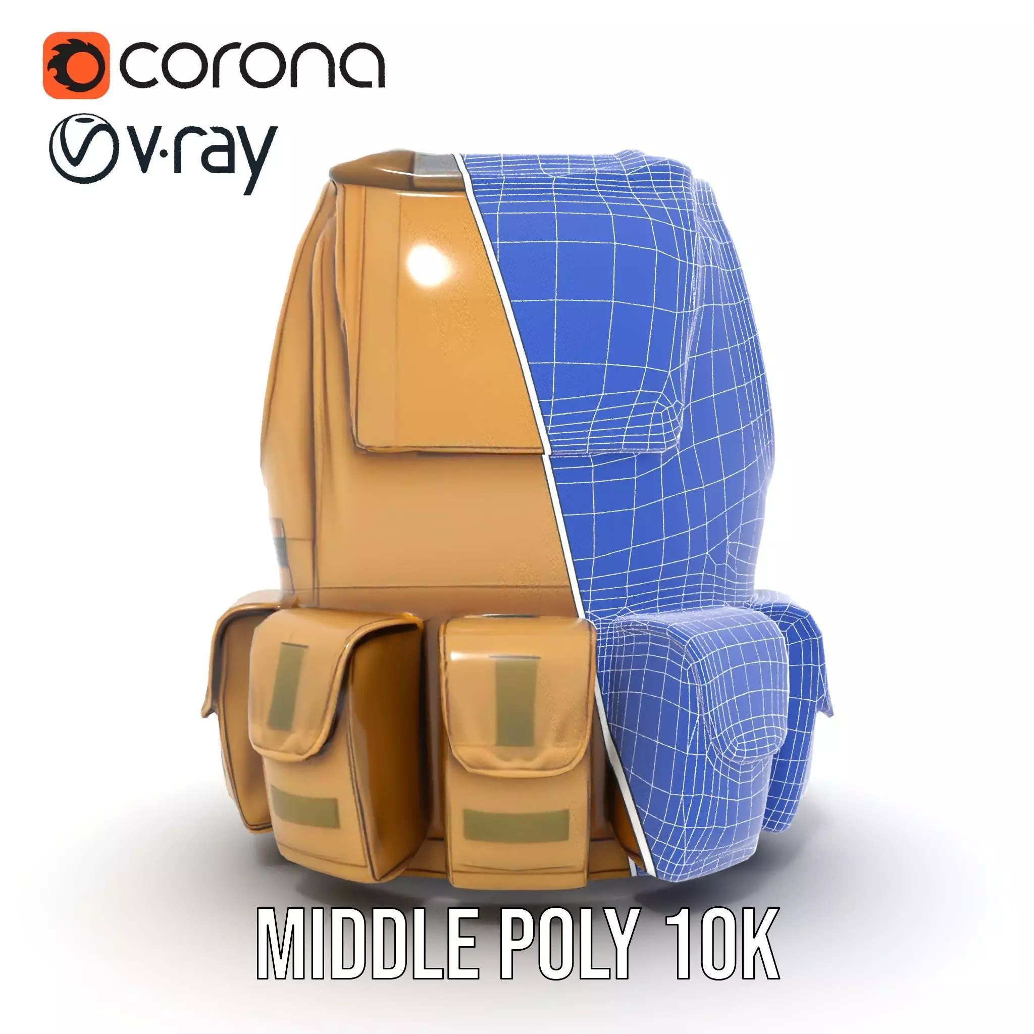 Tactical Vest Model Pack with Multiple Pouches Low-poly 3D model_18