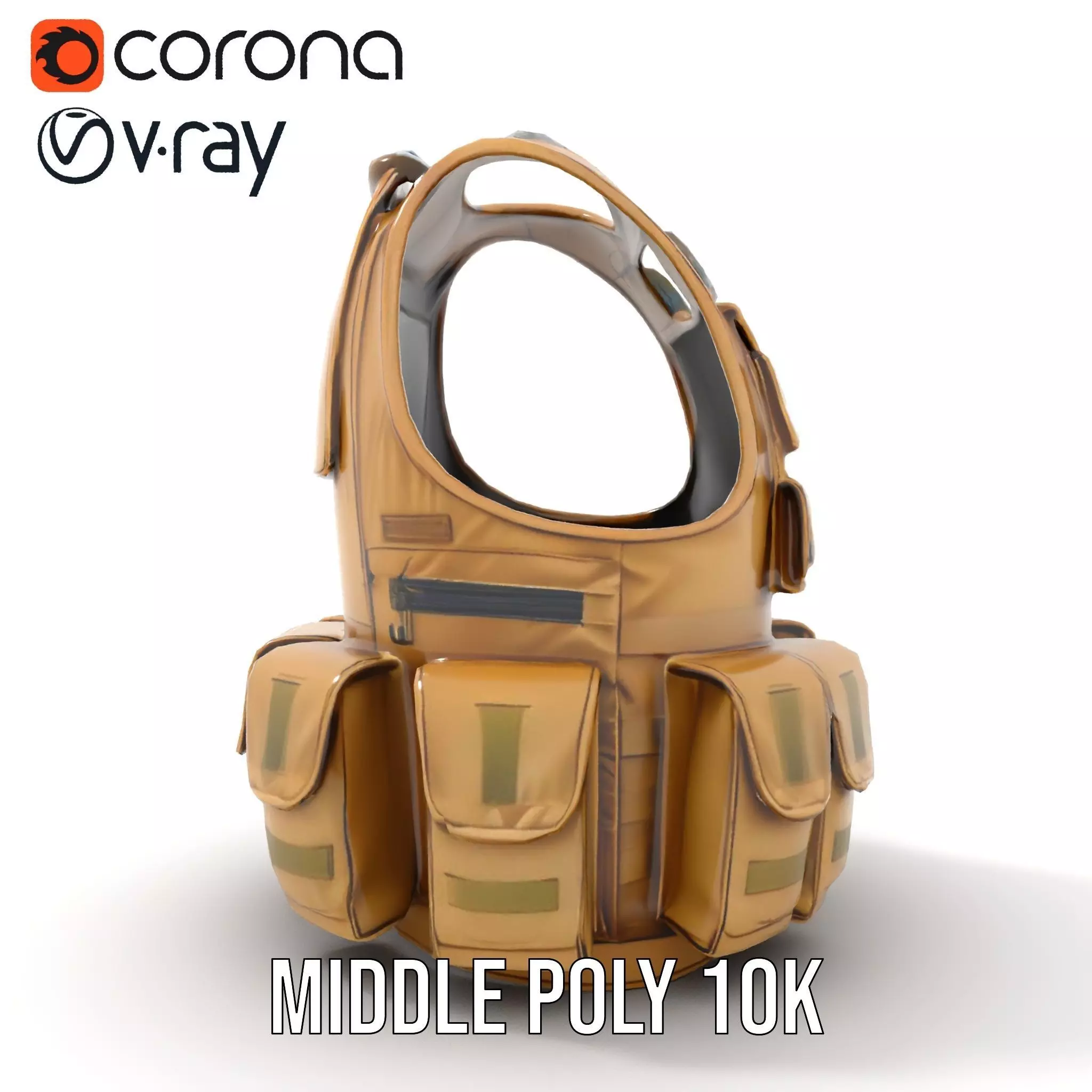 Tactical Vest Model Pack with Multiple Pouches Low-poly 3D model_11