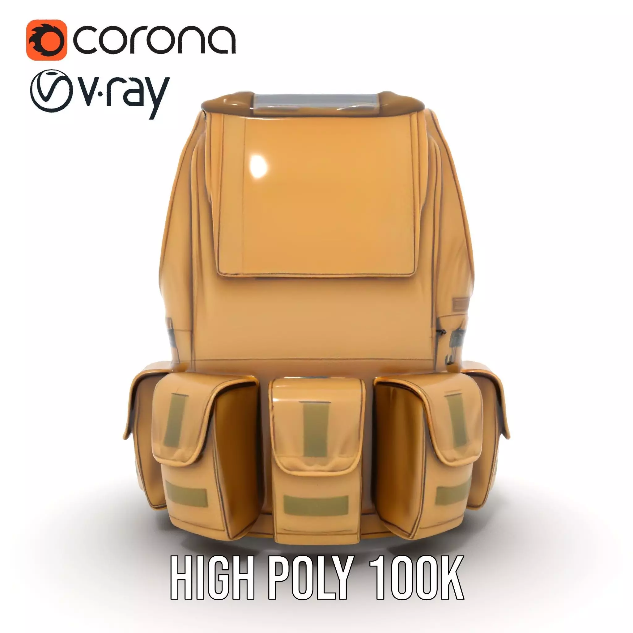 Tactical Vest Model Pack with Multiple Pouches Low-poly 3D model_26