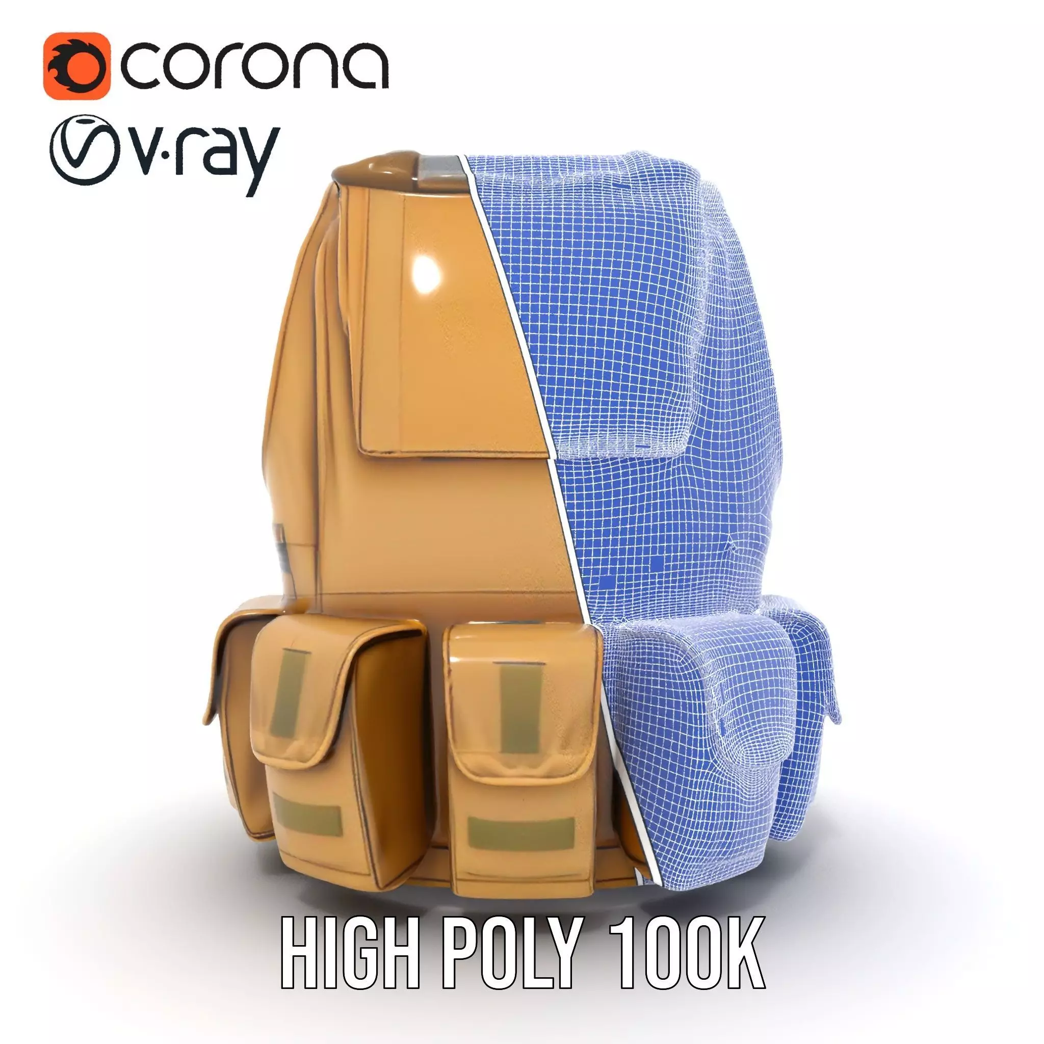 Tactical Vest Model Pack with Multiple Pouches Low-poly 3D model_34